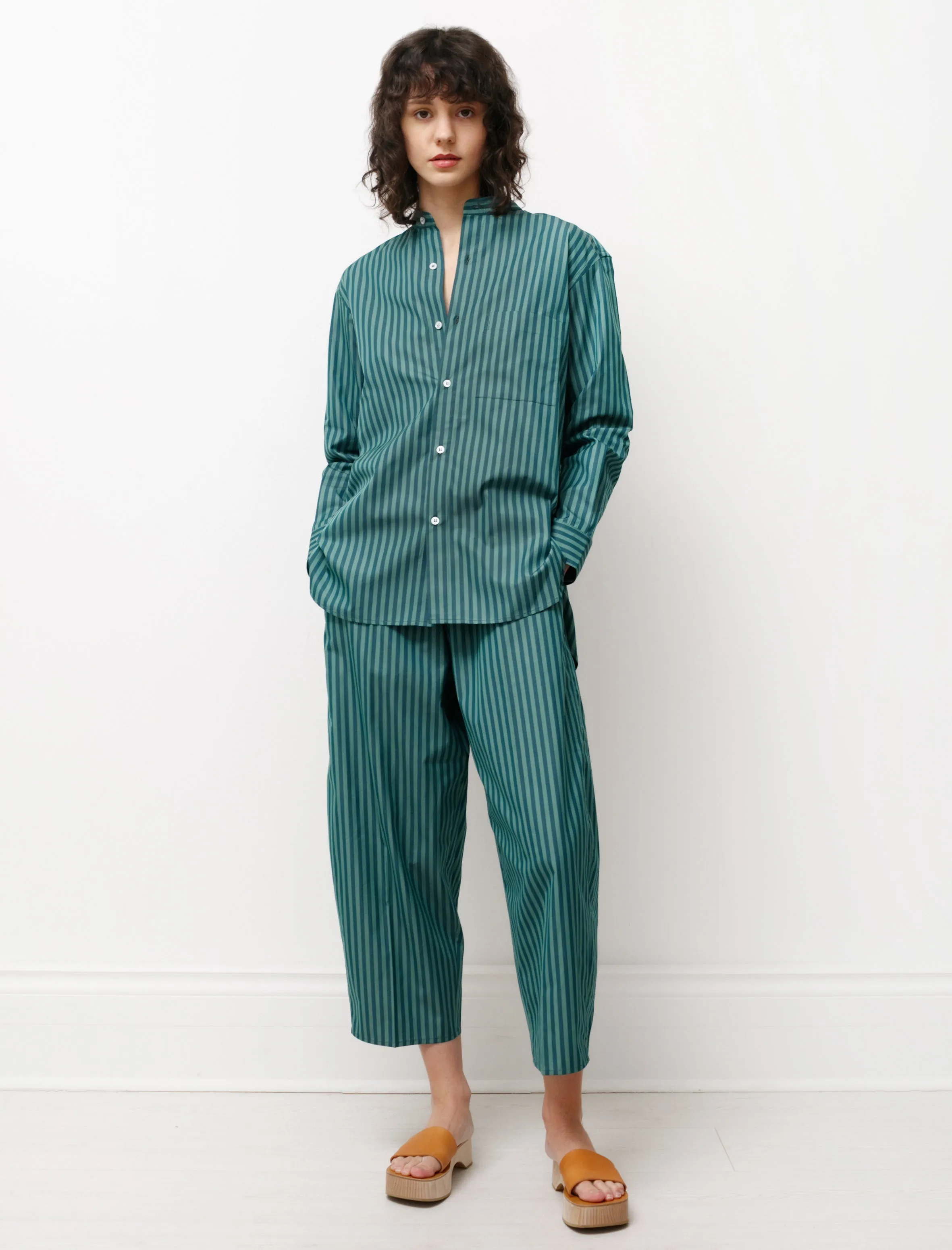 Mao Shirt Green Stripes sold by SHOP NEIGHBOR product image thumbnail 5