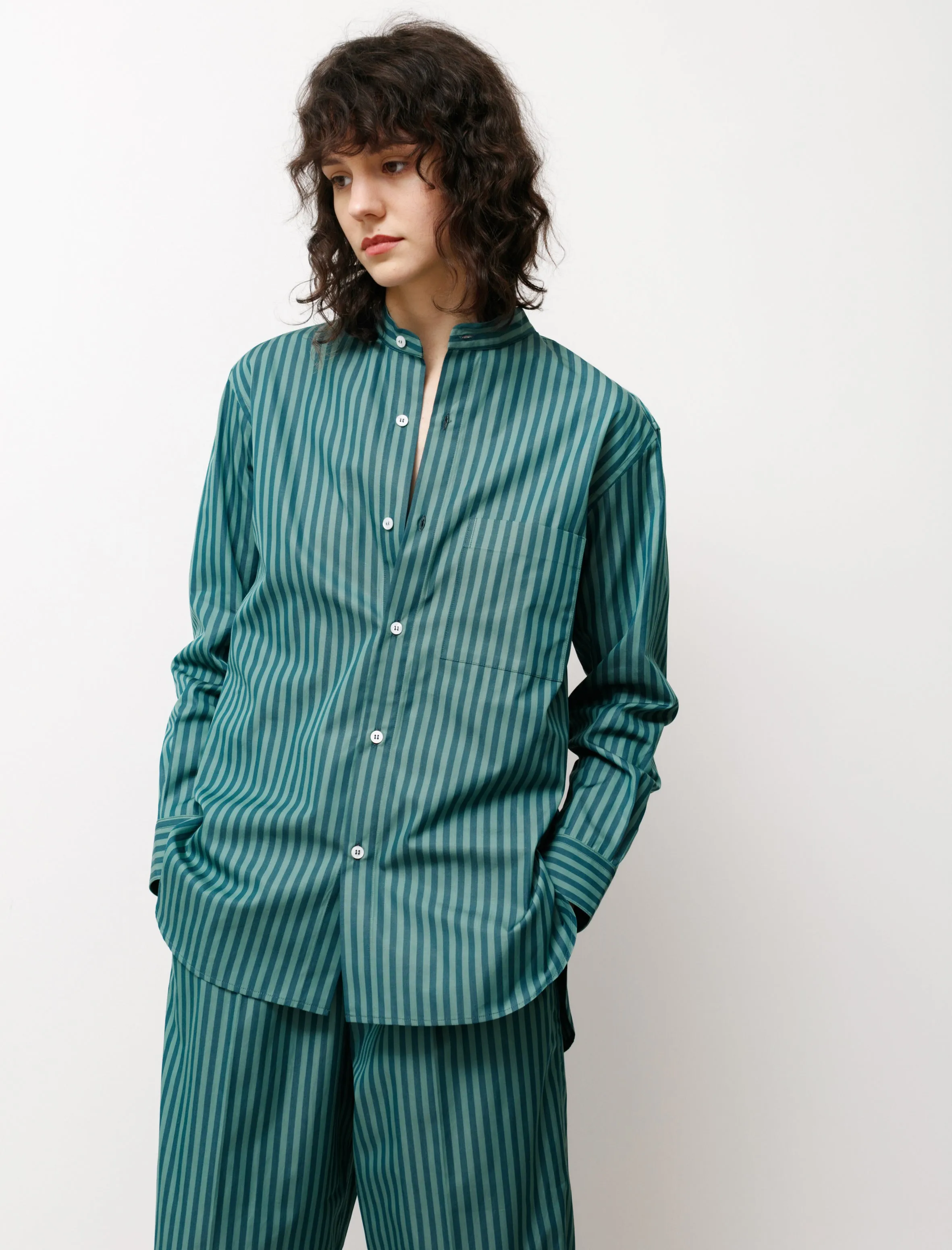 Mao Shirt Green Stripes sold by SHOP NEIGHBOR product image thumbnail 2