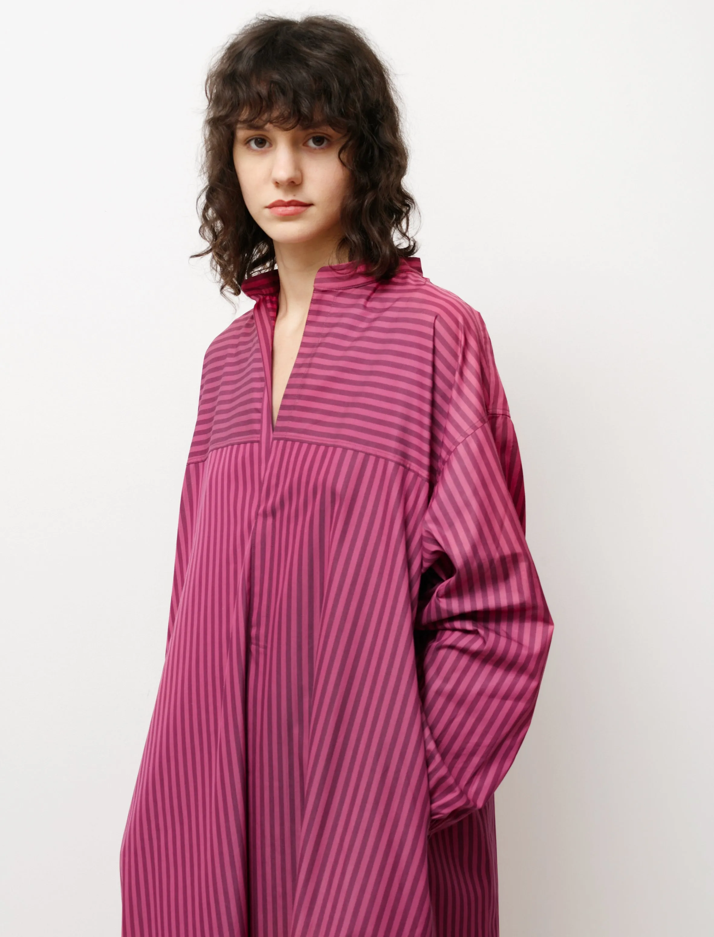 Shirt Dress with Gathered Sleeves Striped Pink sold by SHOP NEIGHBOR product image thumbnail 4