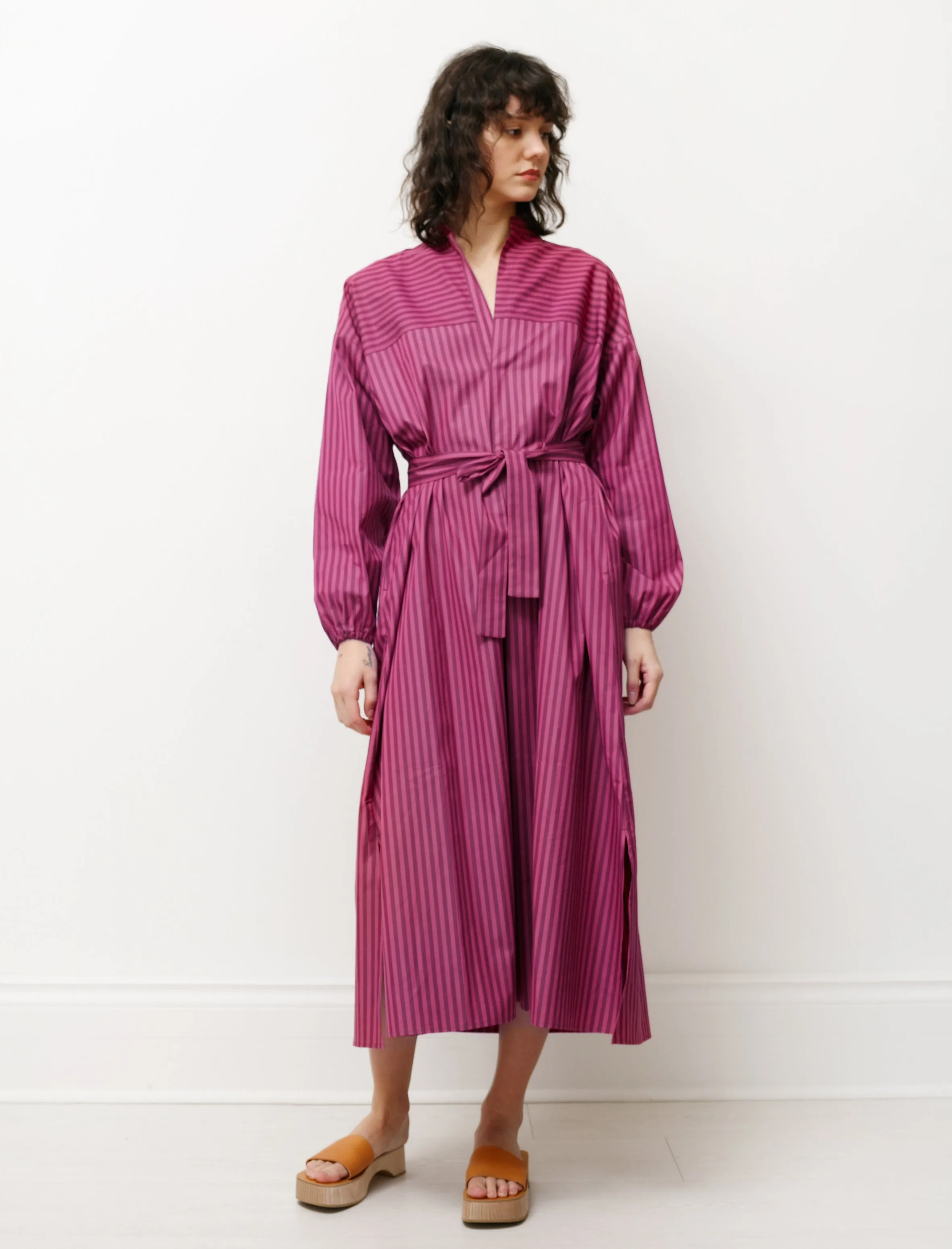 Shirt Dress with Gathered Sleeves Striped Pink sold by SHOP NEIGHBOR product image thumbnail 5