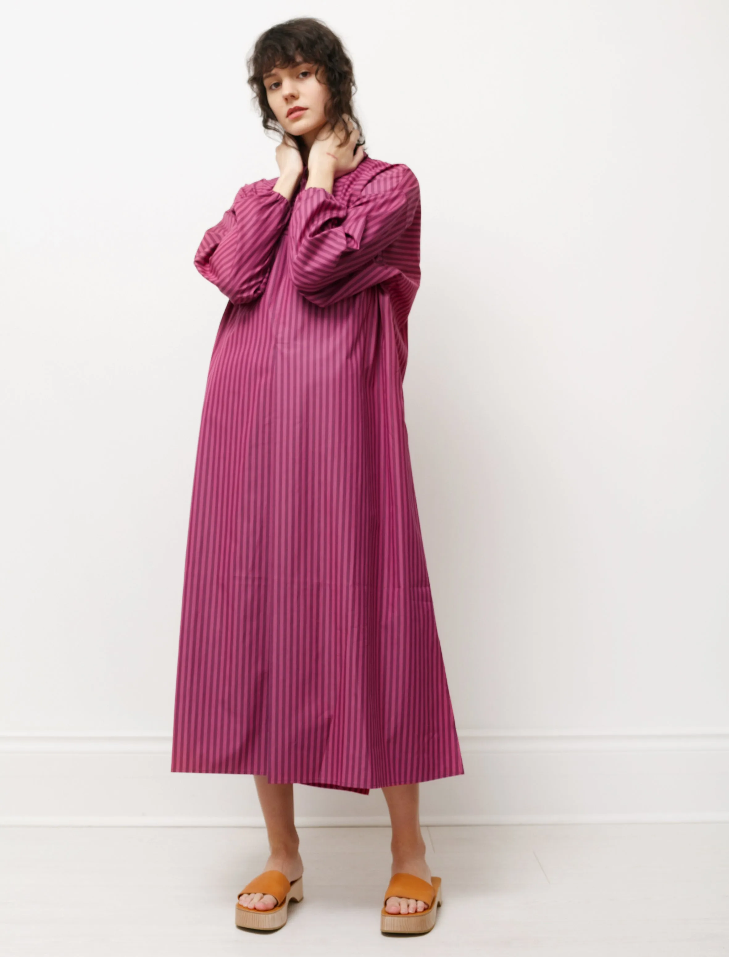 Shirt Dress with Gathered Sleeves Striped Pink sold by SHOP NEIGHBOR product image thumbnail 3