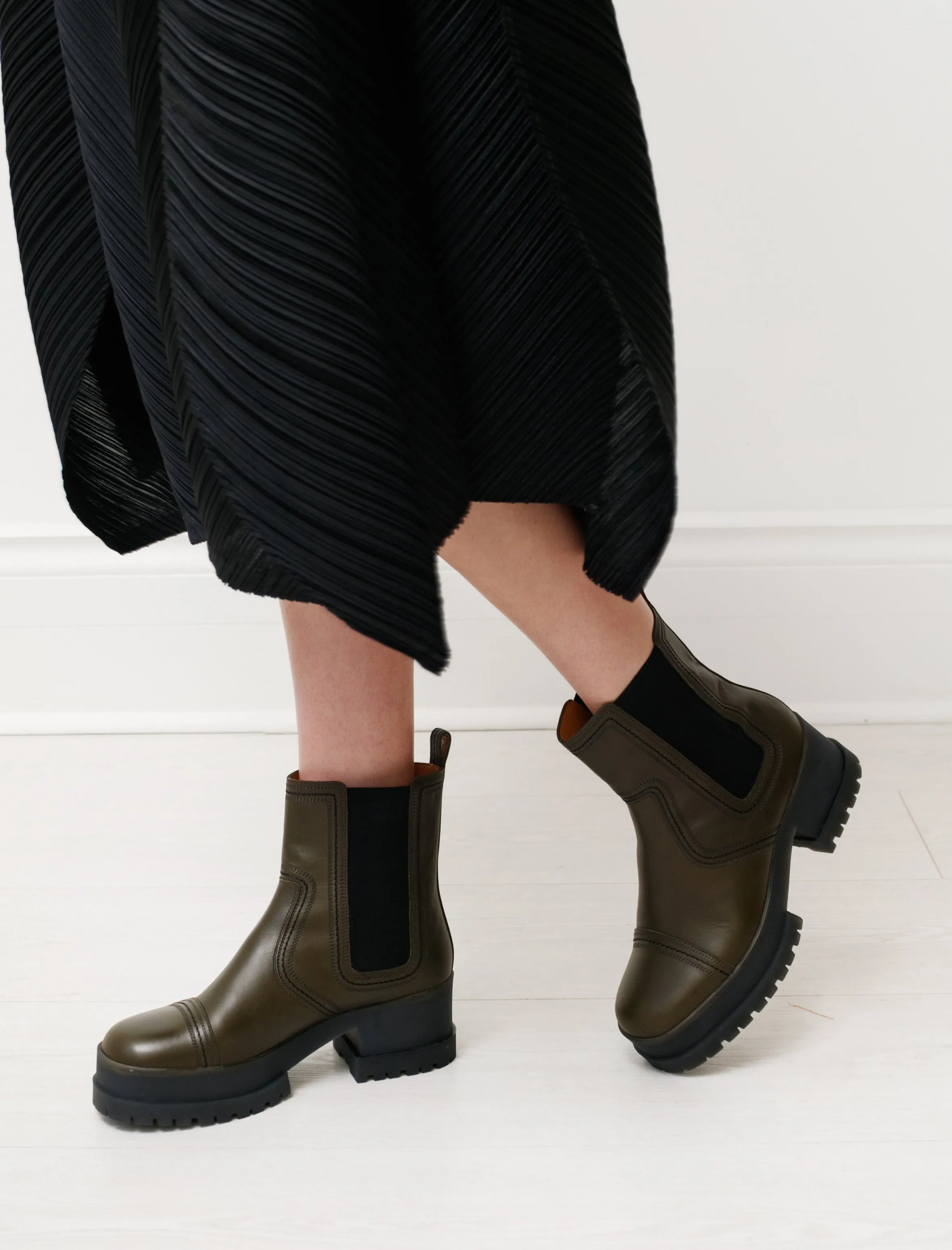 Wafa Lug Sole Chelsea Boot Olive Green sold by SHOP NEIGHBOR product image thumbnail 2