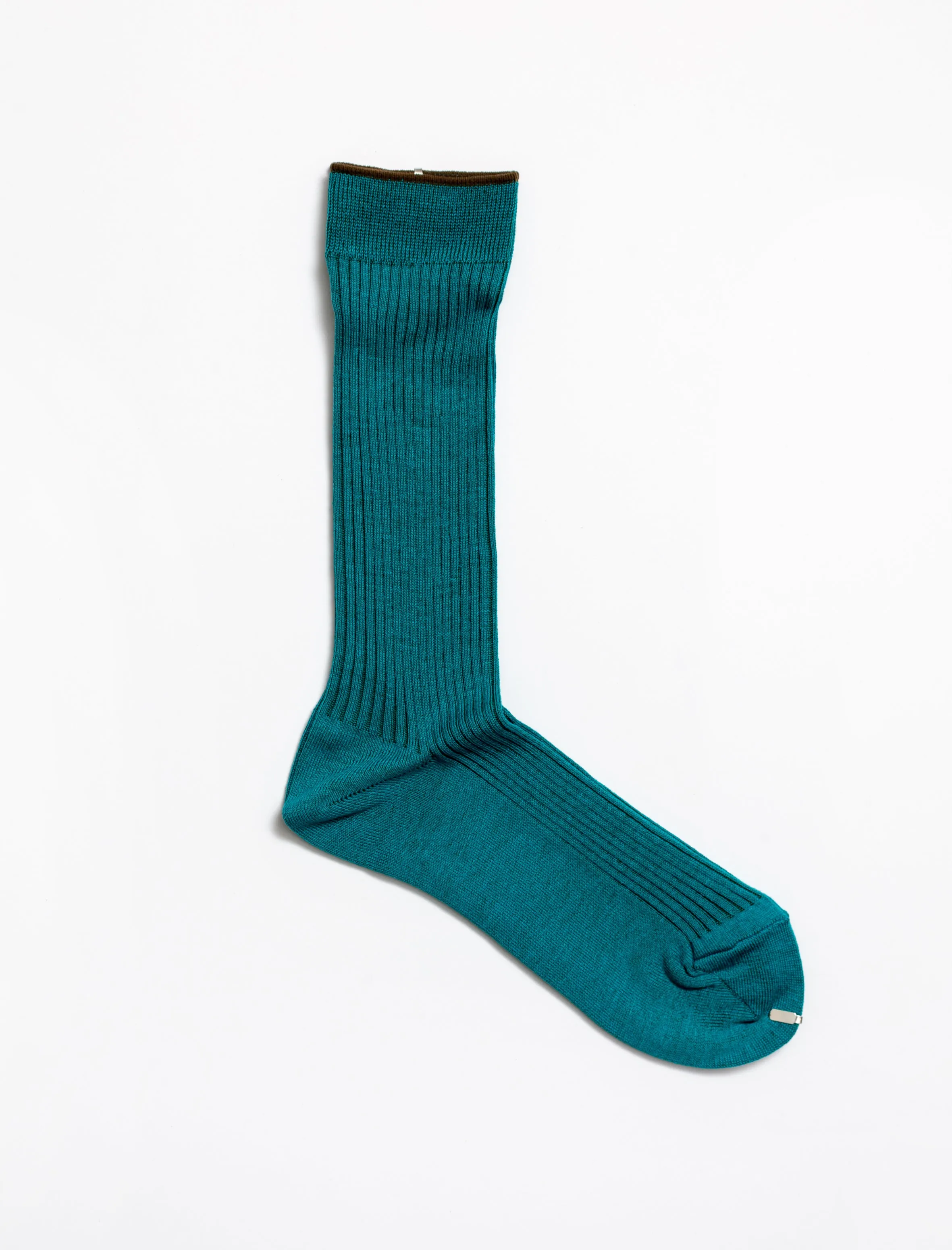 Long Rib Socks Emerald Blue/Brown sold by SHOP NEIGHBOR