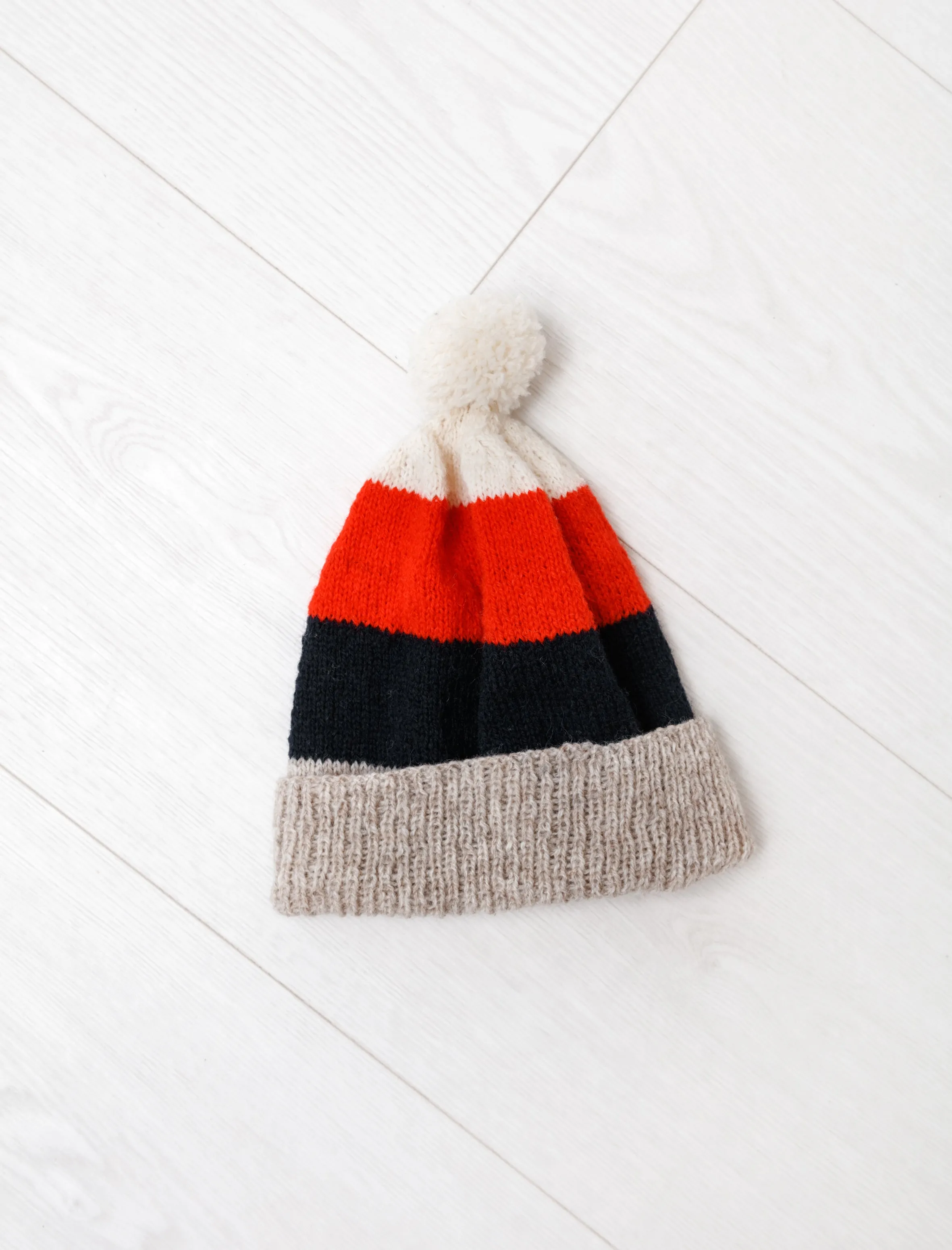 Fine Handknit Hat Bold Stripe Red/Navy sold by SHOP NEIGHBOR