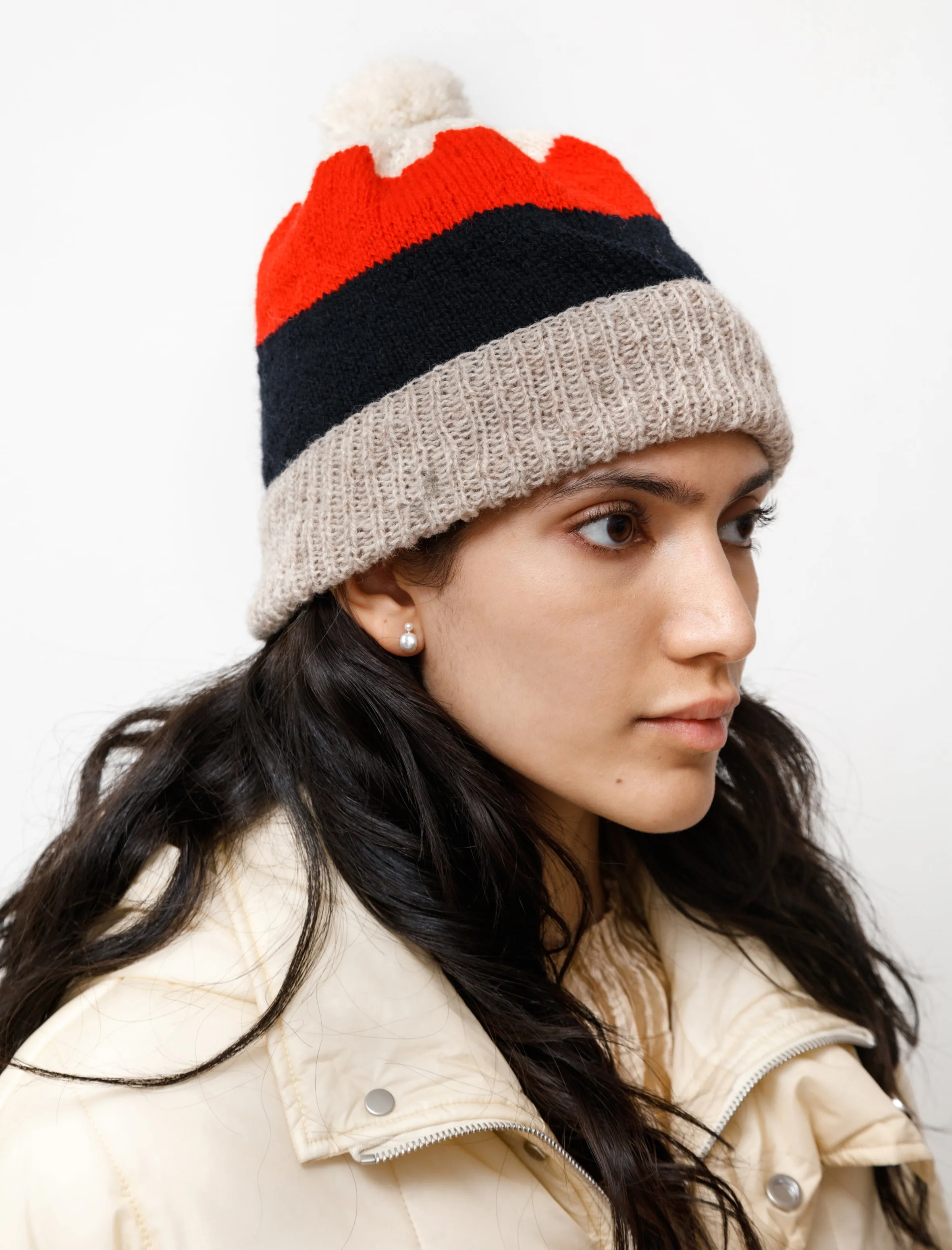 Fine Handknit Hat Bold Stripe Red/Navy sold by SHOP NEIGHBOR product image thumbnail 3