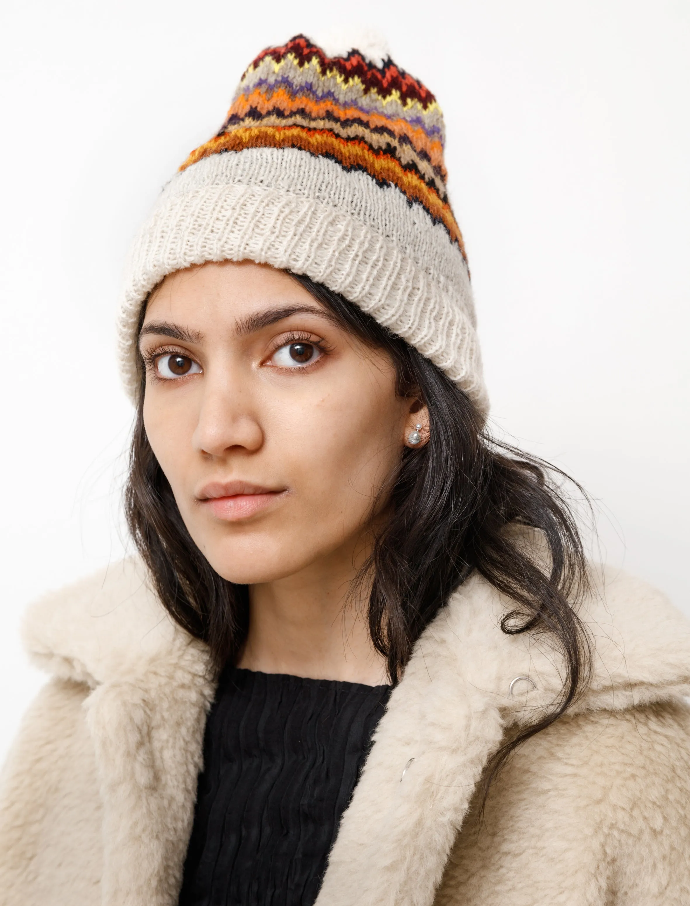 Fine Handknit Hat Fairisle White/Autumn sold by SHOP NEIGHBOR product image thumbnail 2