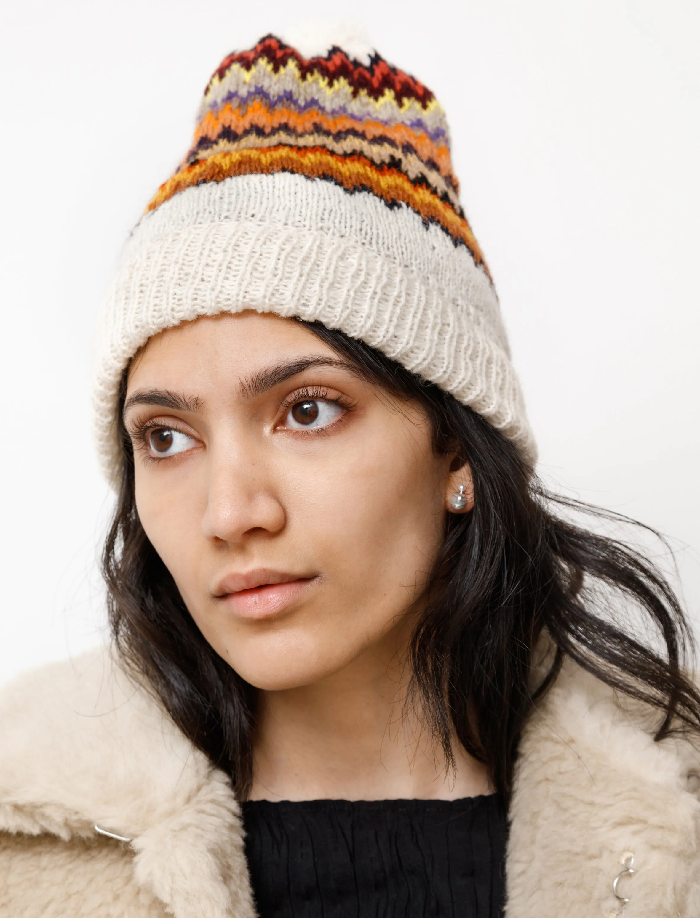 Fine Handknit Hat Fairisle White/Autumn sold by SHOP NEIGHBOR product image thumbnail 3
