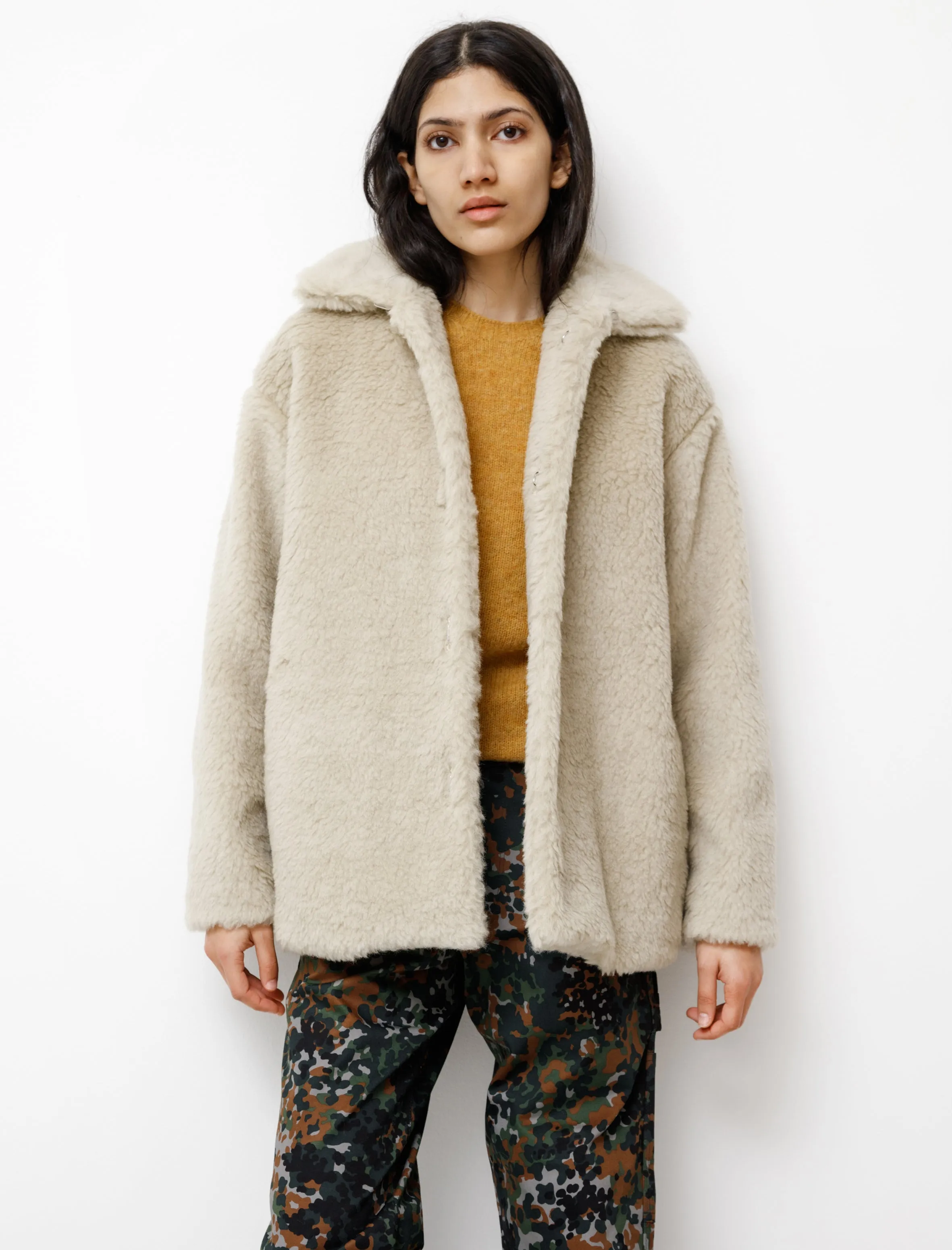 Shetland Wool Boa Blouson Lime Beige sold by SHOP NEIGHBOR