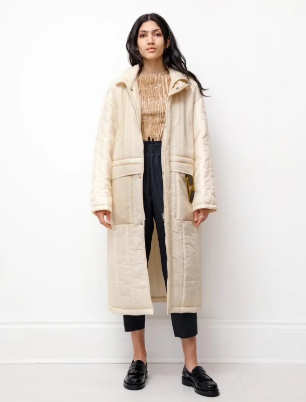 Super Light Airy Nylon Padded Coat Ivory made by SHOP NEIGHBOR