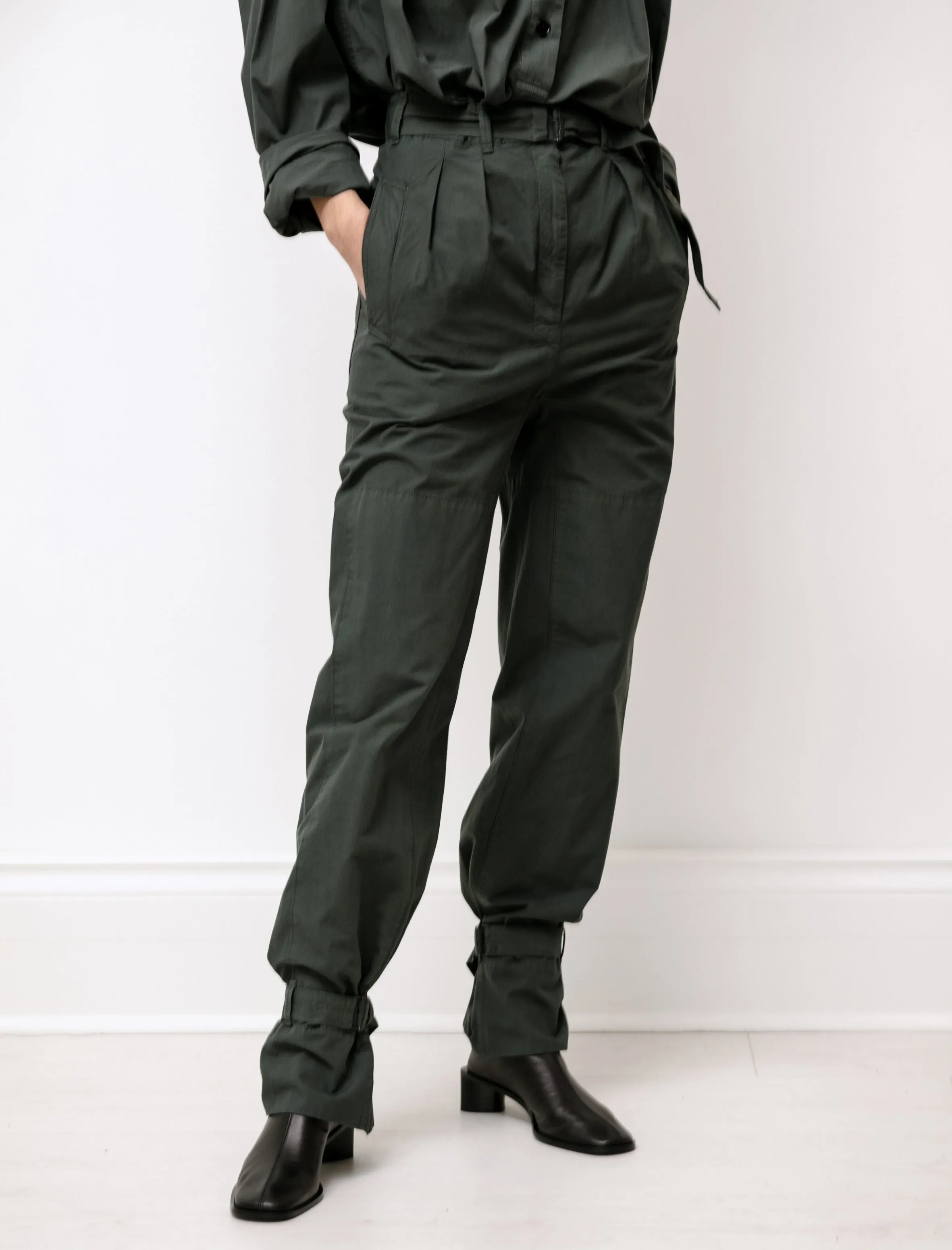 Pleated Pants with Straps Deep Forest sold by SHOP NEIGHBOR product image thumbnail 2