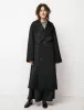 Double Breasted Trench with Leather Patch Black sold by SHOP NEIGHBOR