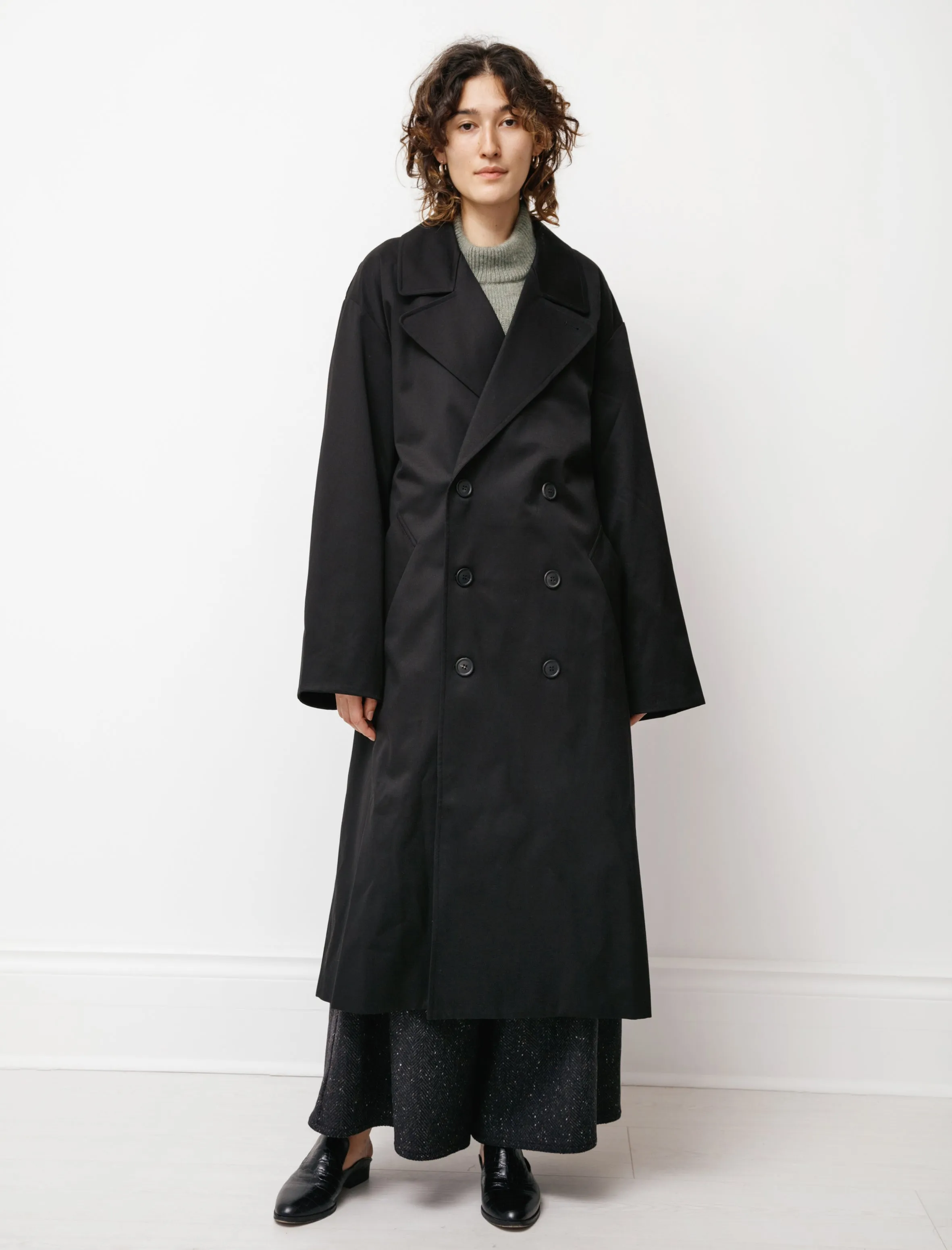 Double Breasted Trench with Leather Patch Black sold by SHOP NEIGHBOR product image thumbnail 3