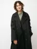 Double Breasted Trench with Leather Patch Black sold by SHOP NEIGHBOR