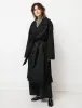 Double Breasted Trench with Leather Patch Black sold by SHOP NEIGHBOR