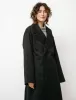 Double Breasted Trench with Leather Patch Black sold by SHOP NEIGHBOR