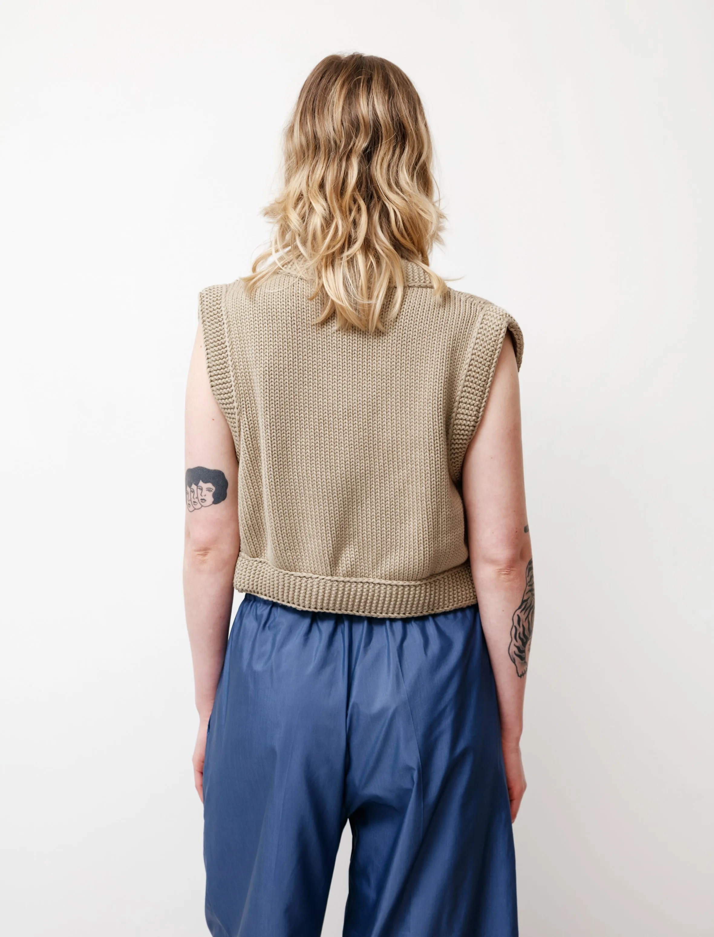 Knit Cotton Gilet Light Khaki sold by SHOP NEIGHBOR product image thumbnail 4