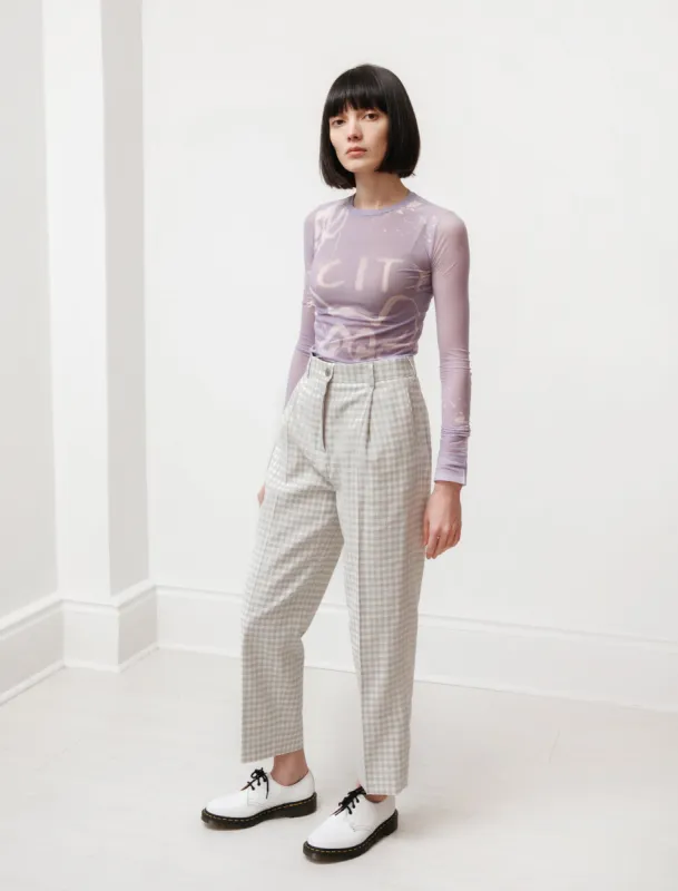 Loose Pleated Trousers Green/Grey Plaid made by SHOP NEIGHBOR