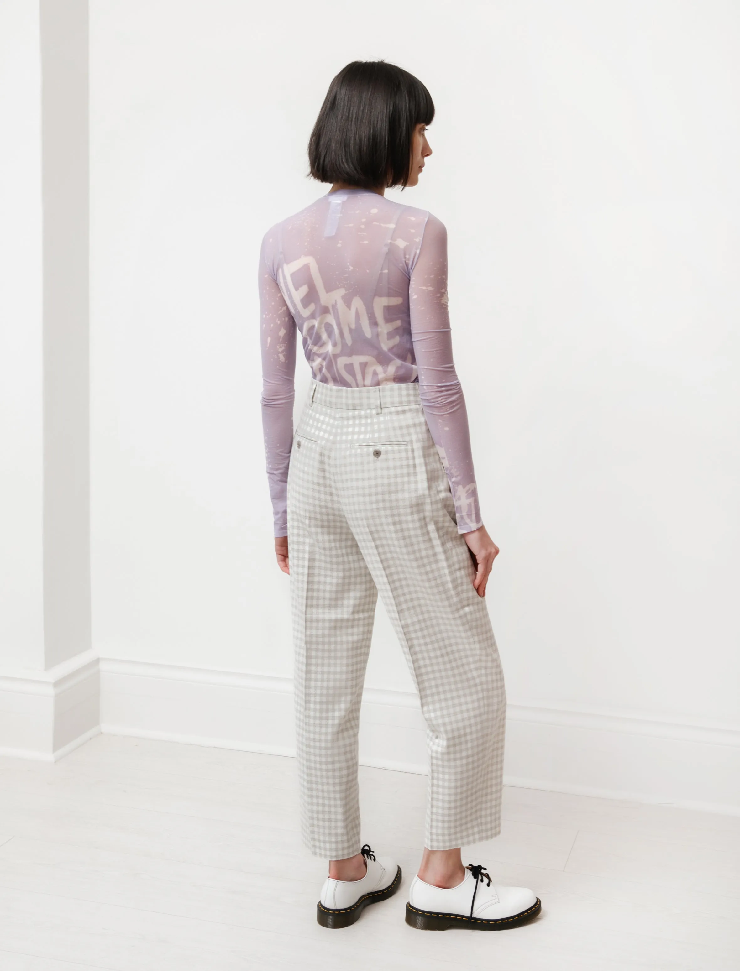 Loose Pleated Trousers Green/Grey Plaid sold by SHOP NEIGHBOR product image thumbnail 3