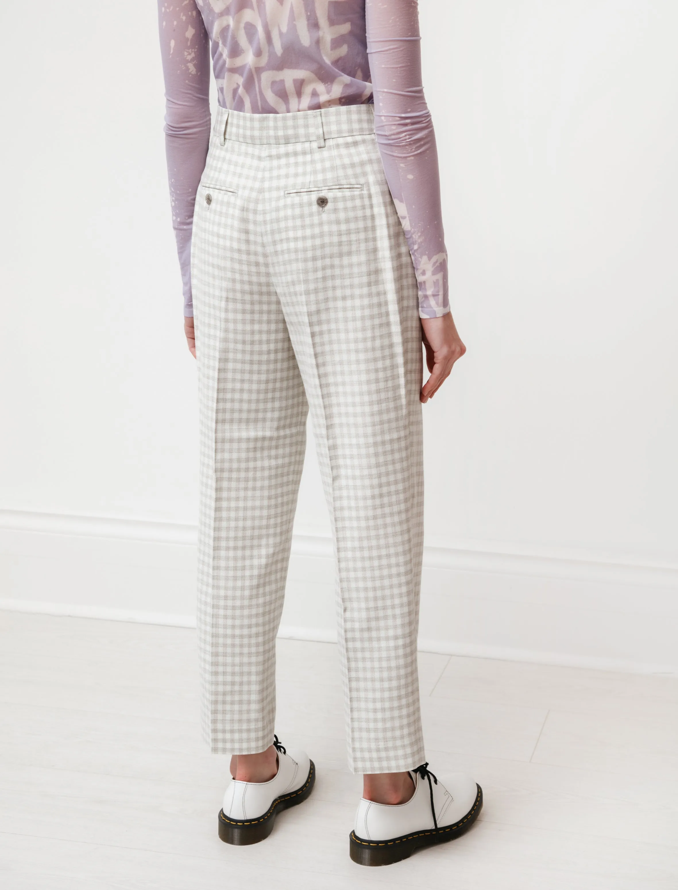 Loose Pleated Trousers Green/Grey Plaid sold by SHOP NEIGHBOR product image thumbnail 4