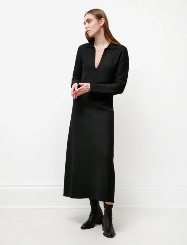 Felted Wool Polo Dress Black sold by SHOP NEIGHBOR