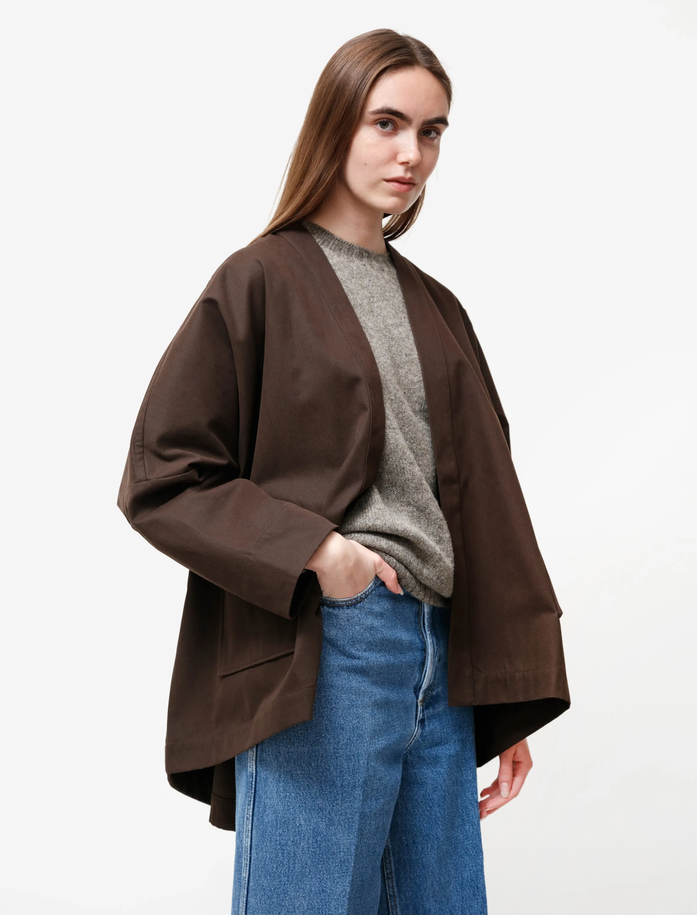 Cotton Kimono Cardigan Brown sold by SHOP NEIGHBOR
