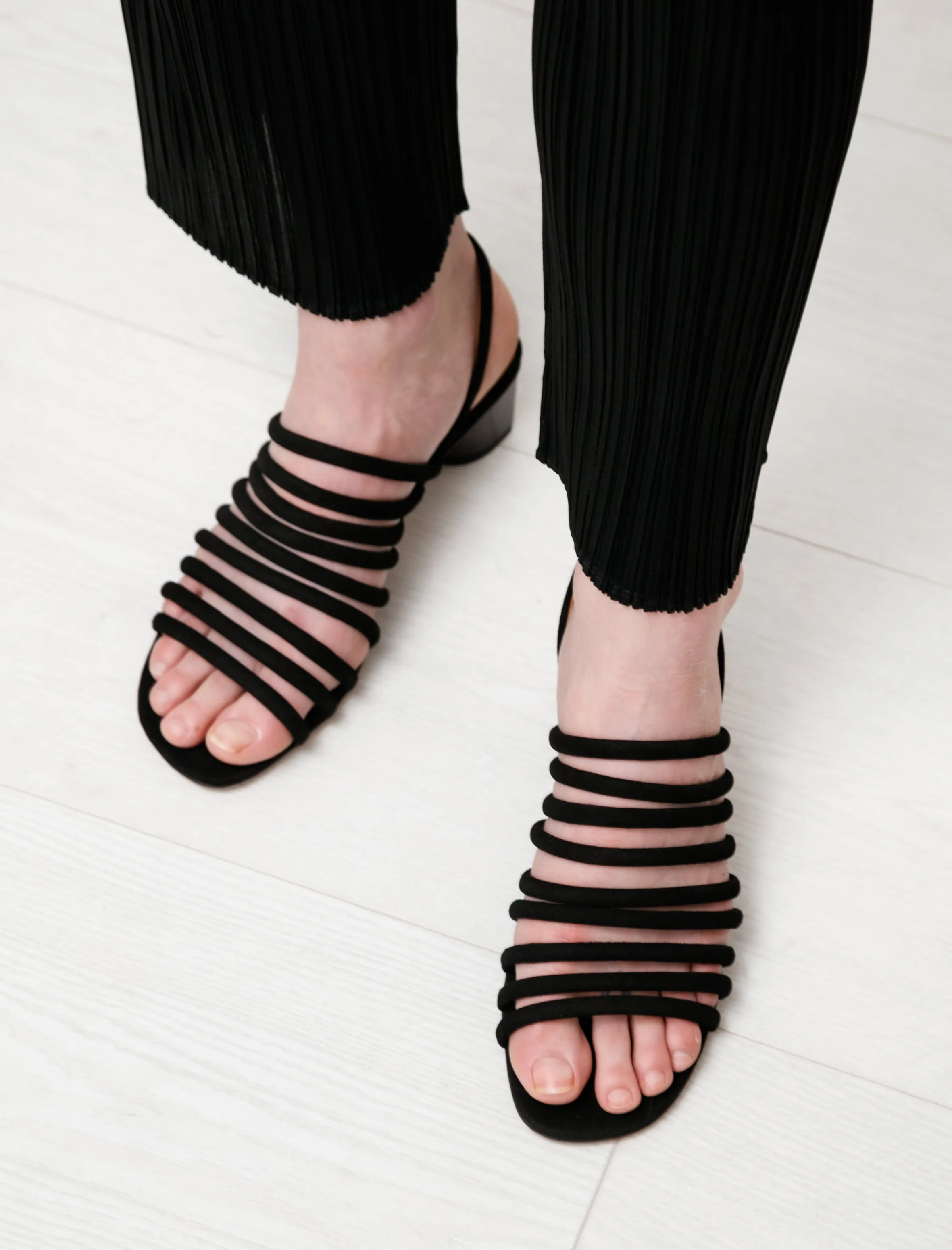 Leone Strappy Suede Sandals Black sold by SHOP NEIGHBOR product image thumbnail 2