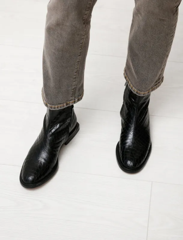 Raphi Stamped Croco Flat Boot sold by SHOP NEIGHBOR