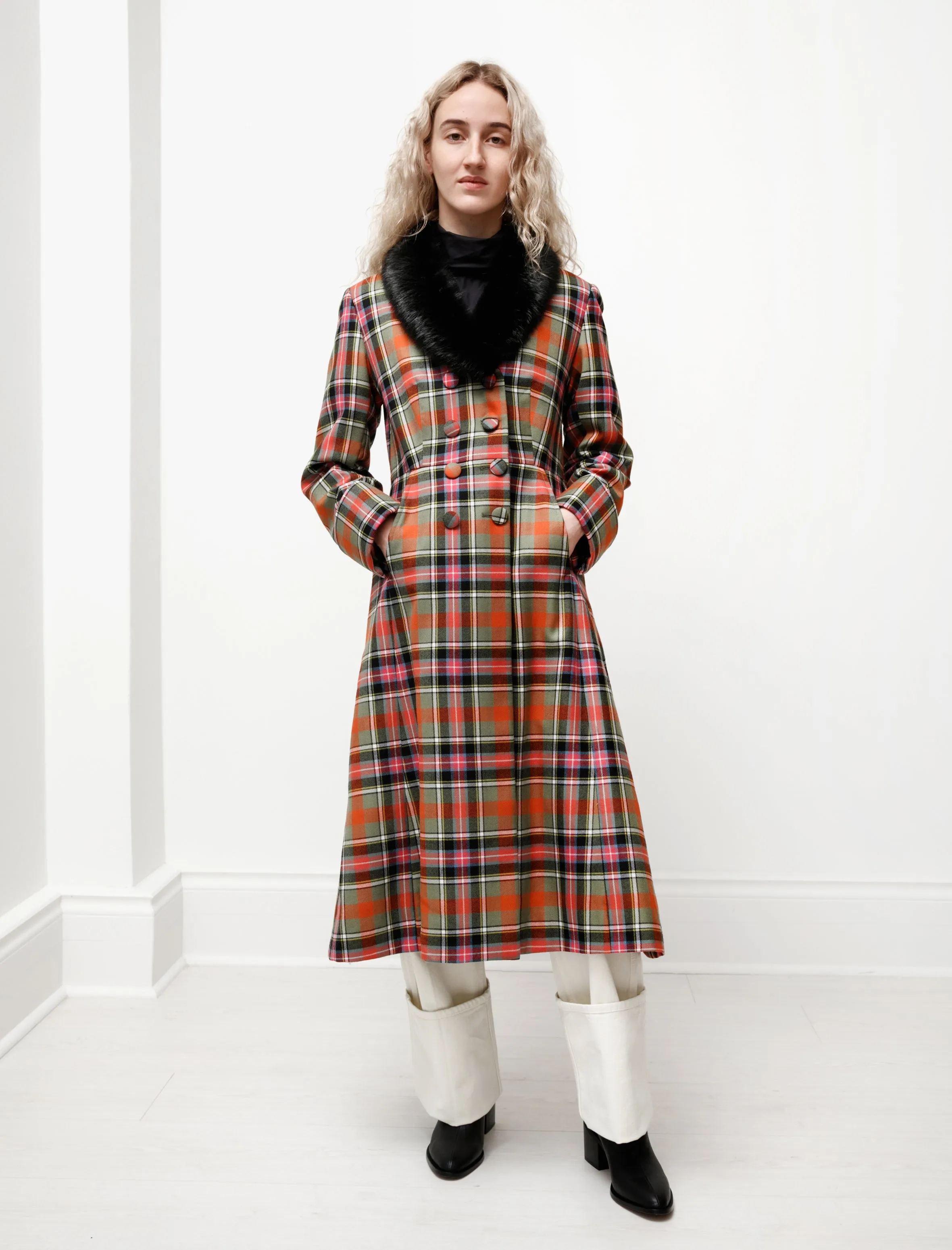 Constantine A-Line Plaid Coat Pink/Multi sold by SHOP NEIGHBOR