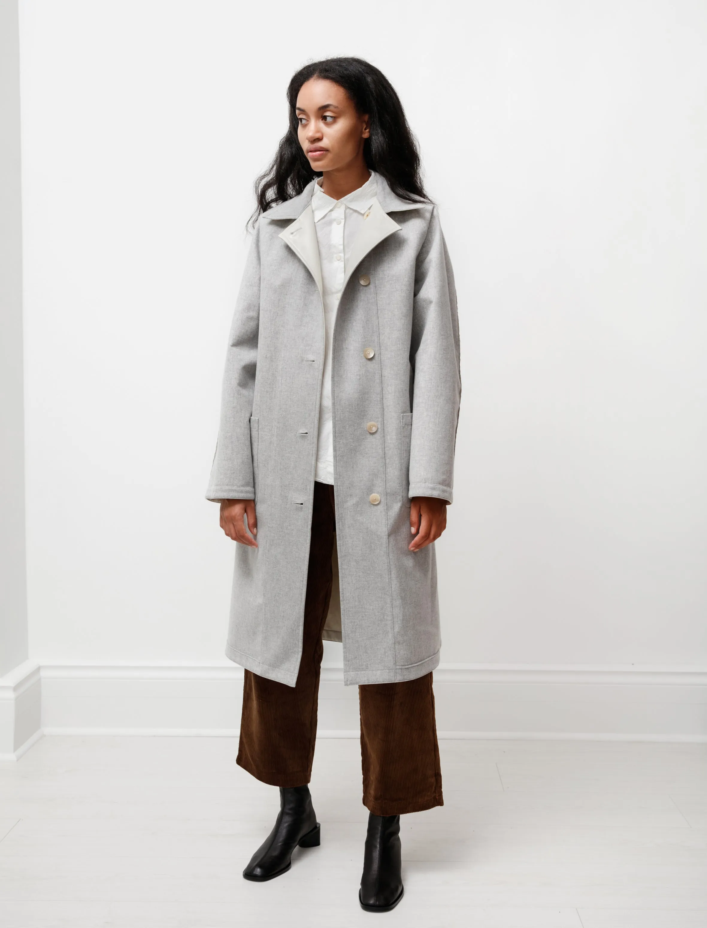 Wool Cashmere Laminate Coat Ivory Top Gray sold by SHOP NEIGHBOR product image thumbnail 2