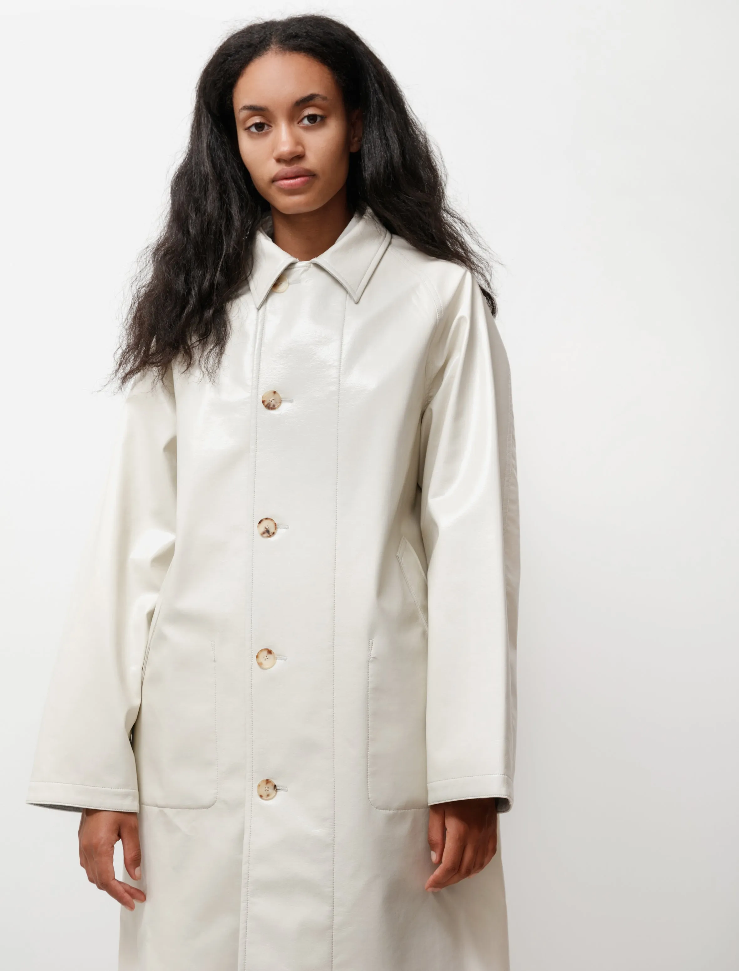 Wool Cashmere Laminate Coat Ivory Top Gray sold by SHOP NEIGHBOR product image thumbnail 5