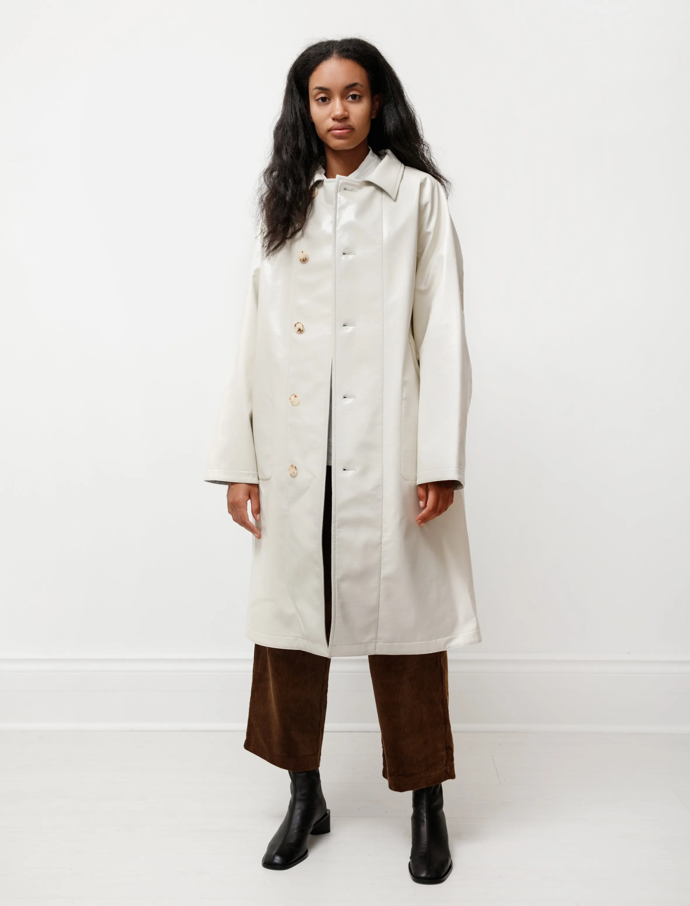 Wool Cashmere Laminate Coat Ivory Top Gray sold by SHOP NEIGHBOR
