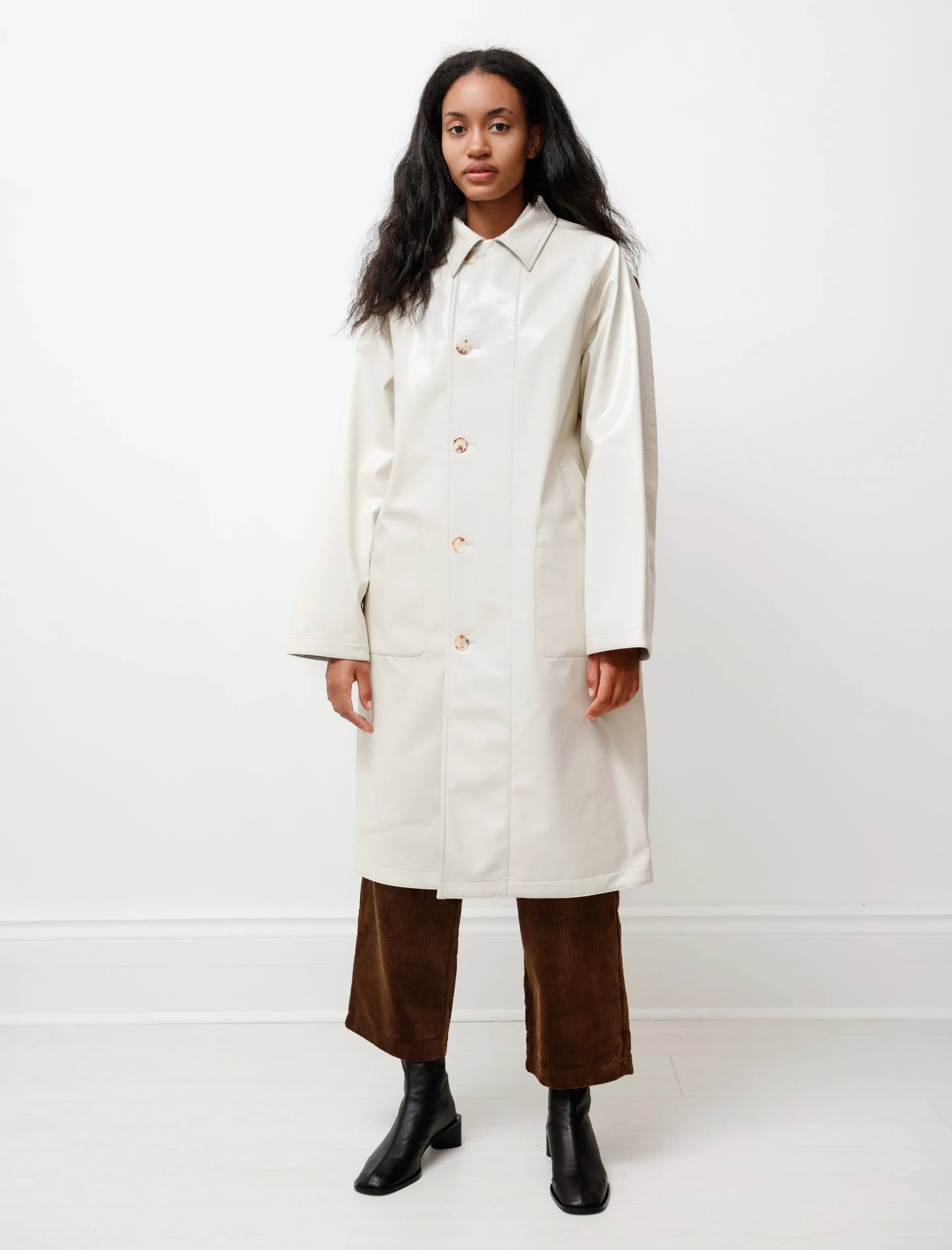 Wool Cashmere Laminate Coat Ivory Top Gray sold by SHOP NEIGHBOR product image thumbnail 4