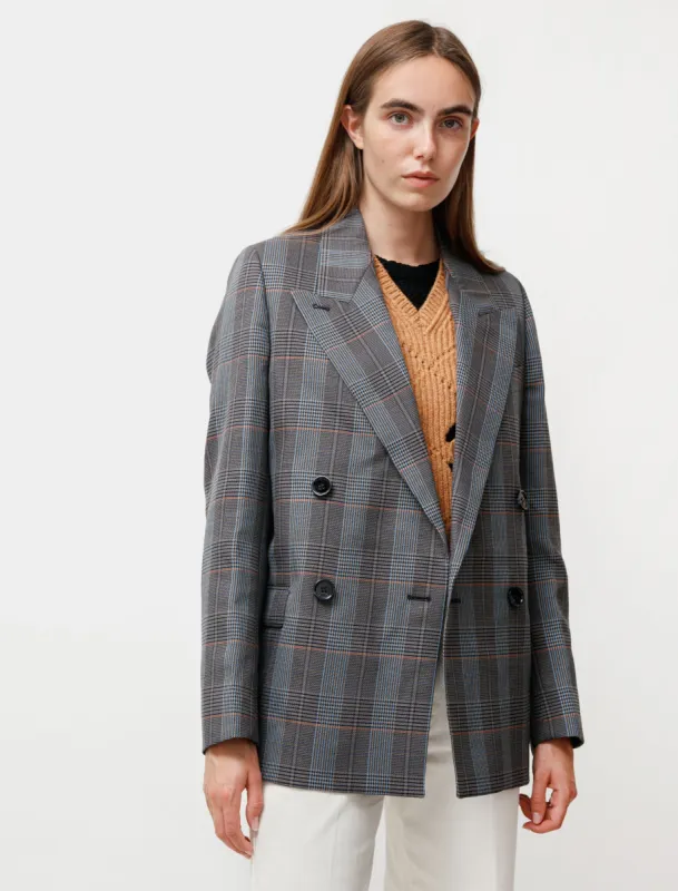 Checked Suit Jacket Blue/Orange made by SHOP NEIGHBOR