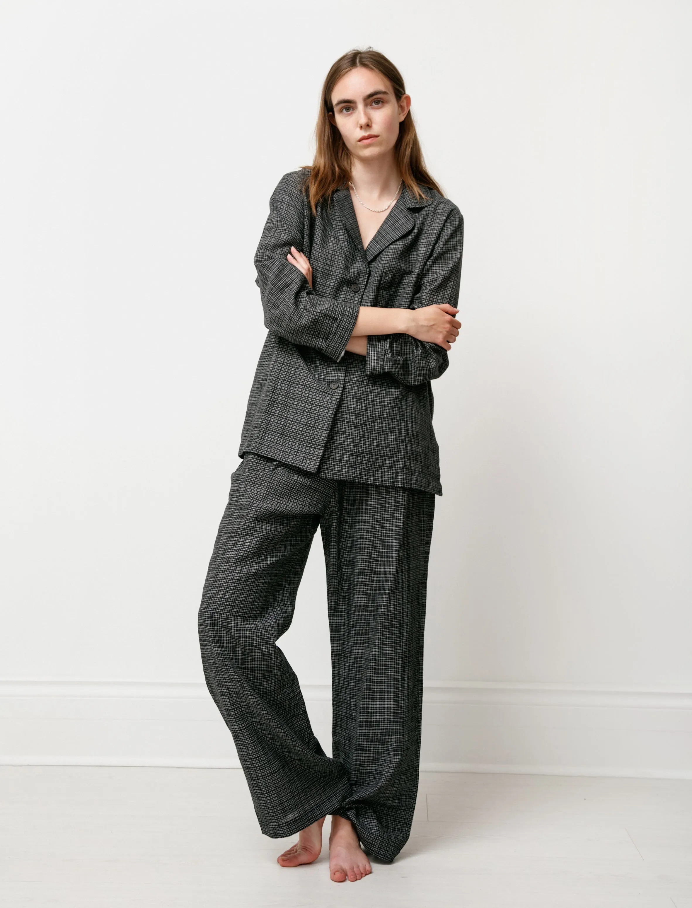 Women's Pyjama Set Black Grid Plaid sold by SHOP NEIGHBOR