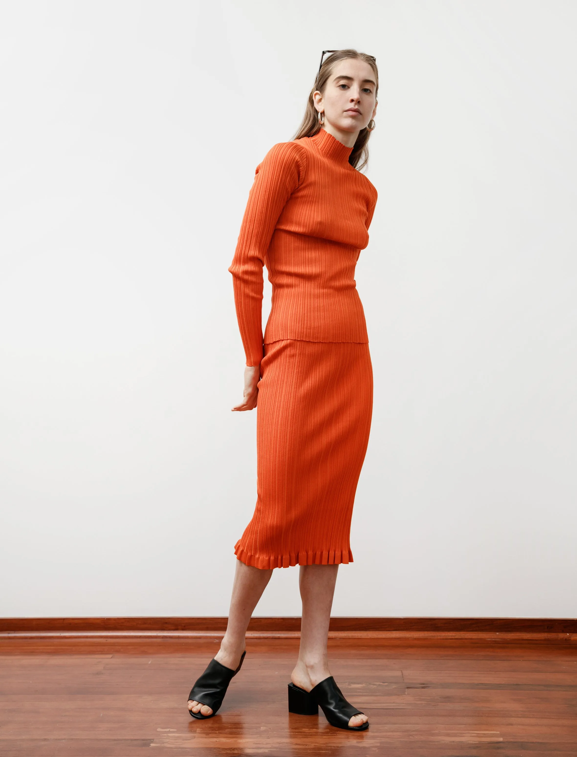 Irregular Rib Cotton Skirt Poppy Red sold by SHOP NEIGHBOR