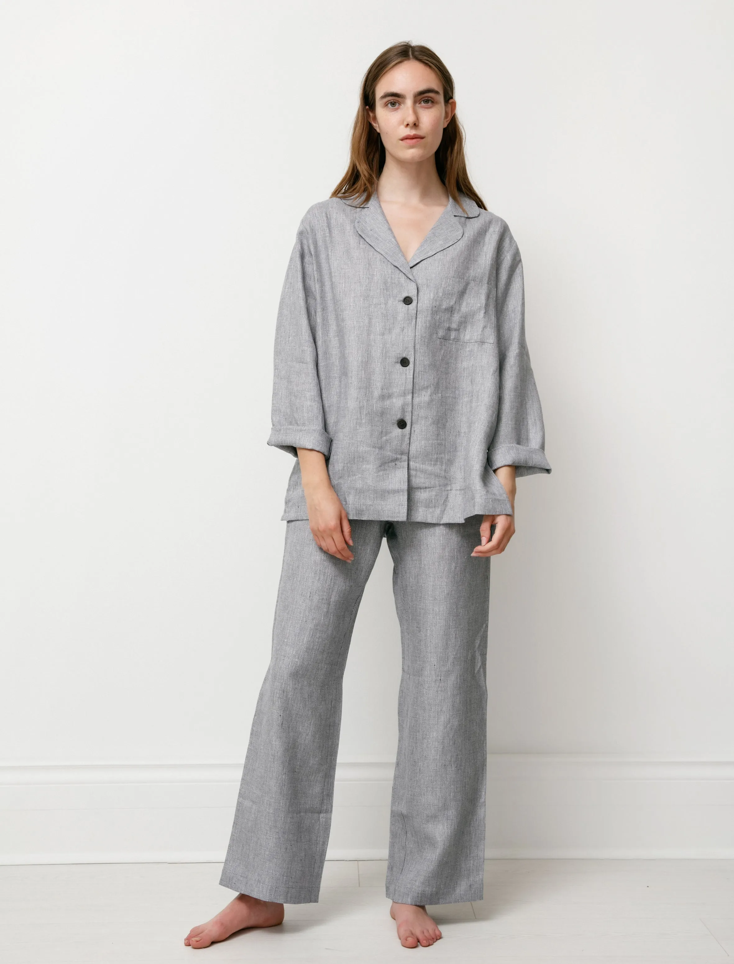 Women's Pyjama Set Tweedy Blue Linen sold by SHOP NEIGHBOR