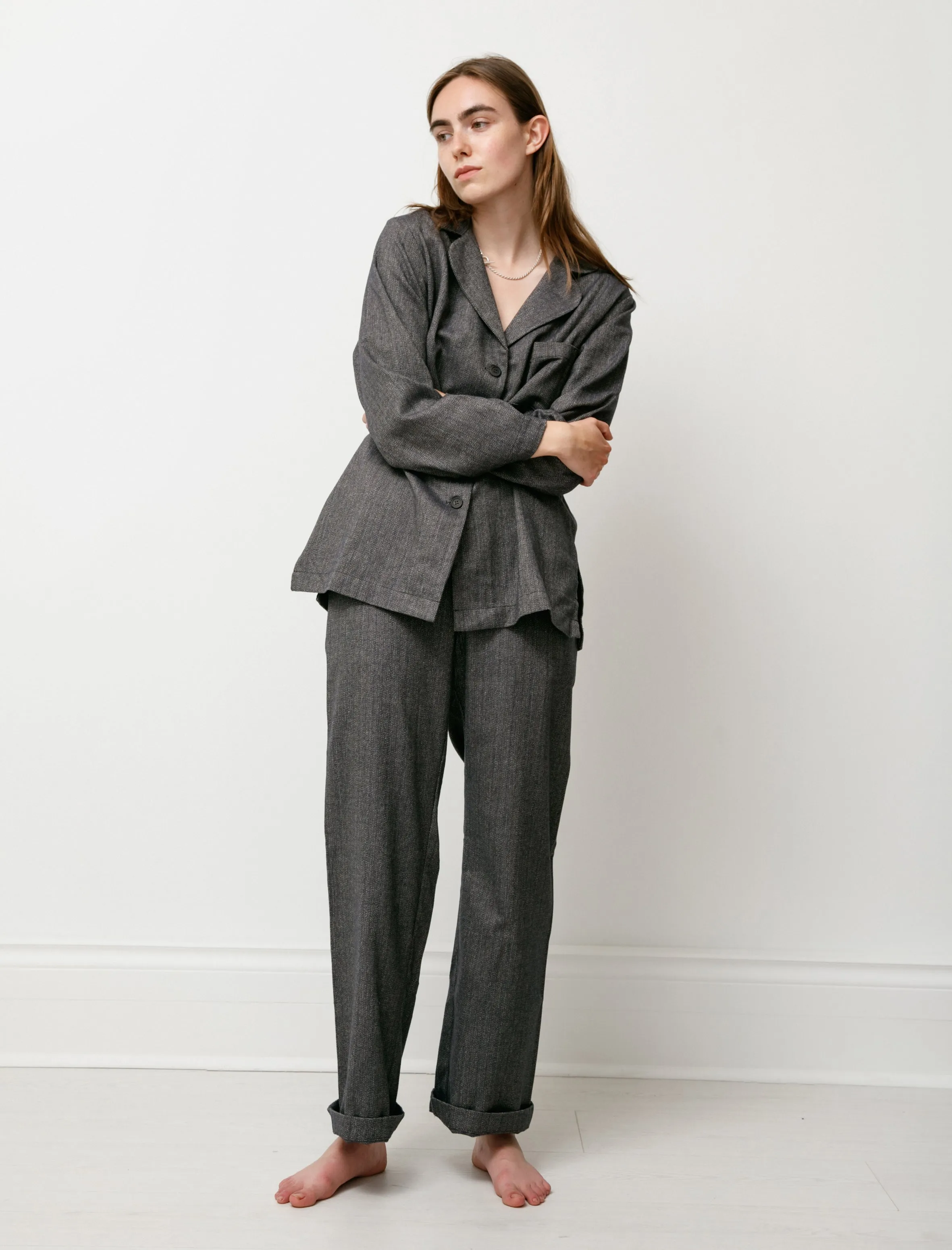 Womens Pyjama Set Brushed Cotton Navy/Tan sold by SHOP NEIGHBOR