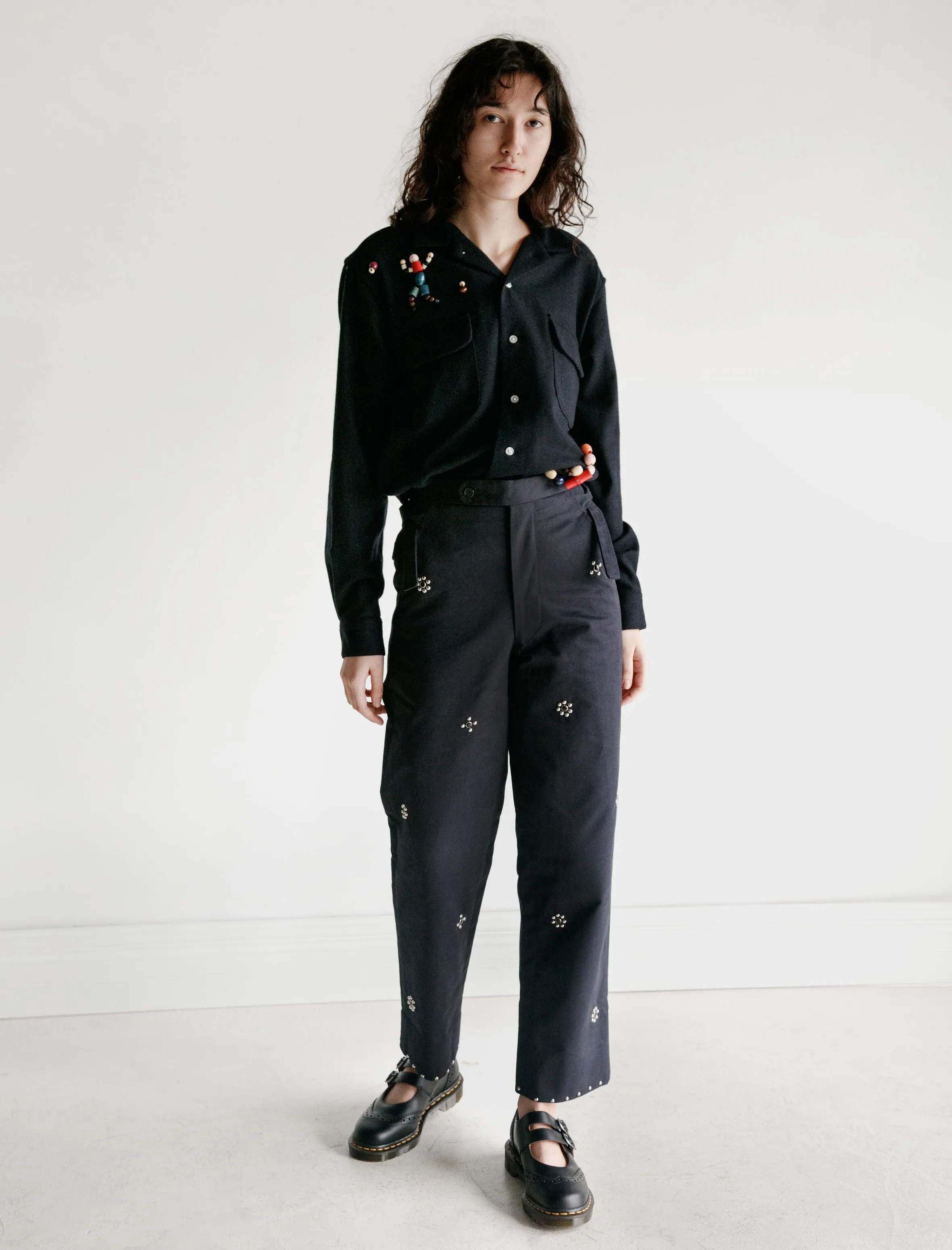 Navy Studded Side Tie Trouser sold by SHOP NEIGHBOR