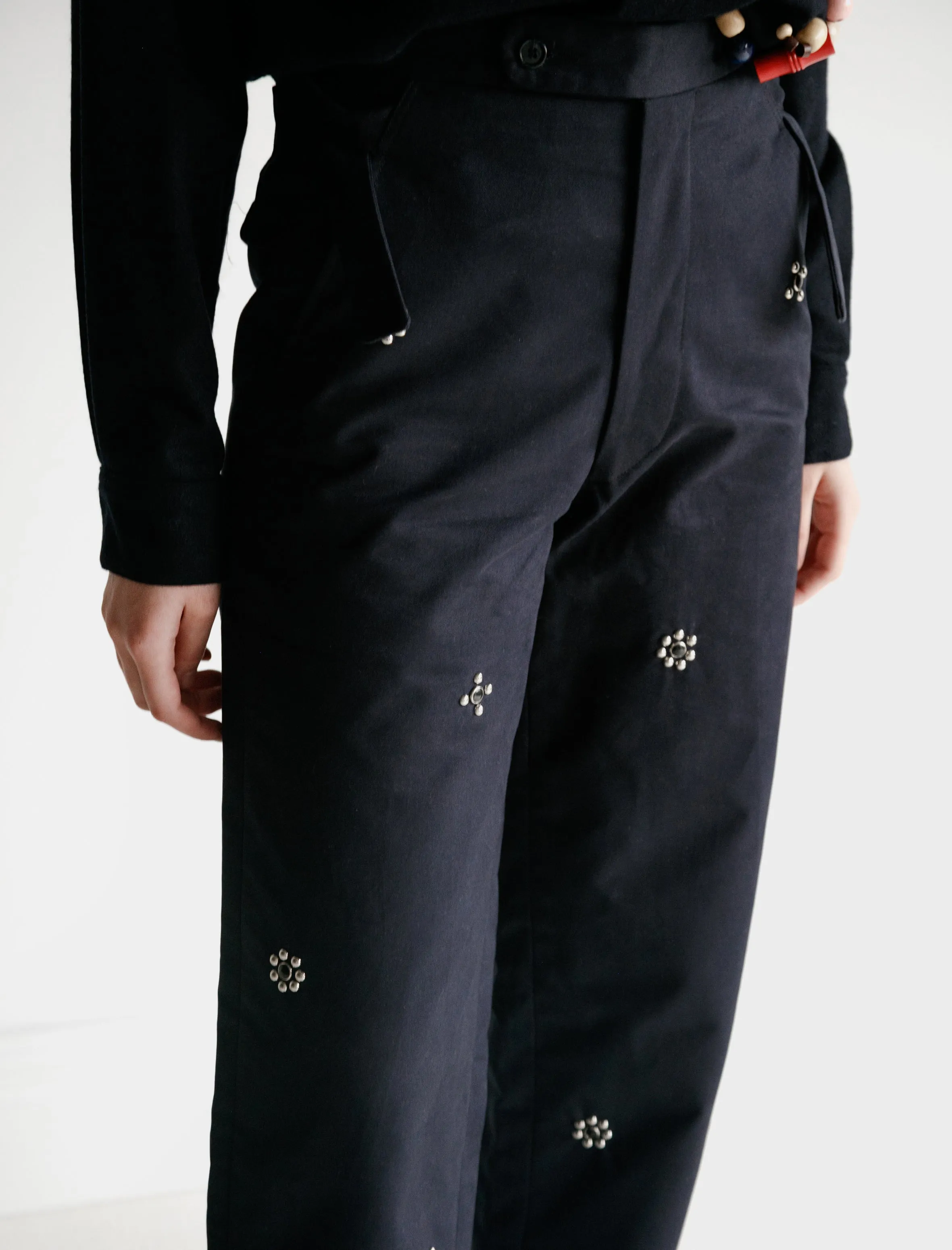 Navy Studded Side Tie Trouser sold by SHOP NEIGHBOR product image thumbnail 5
