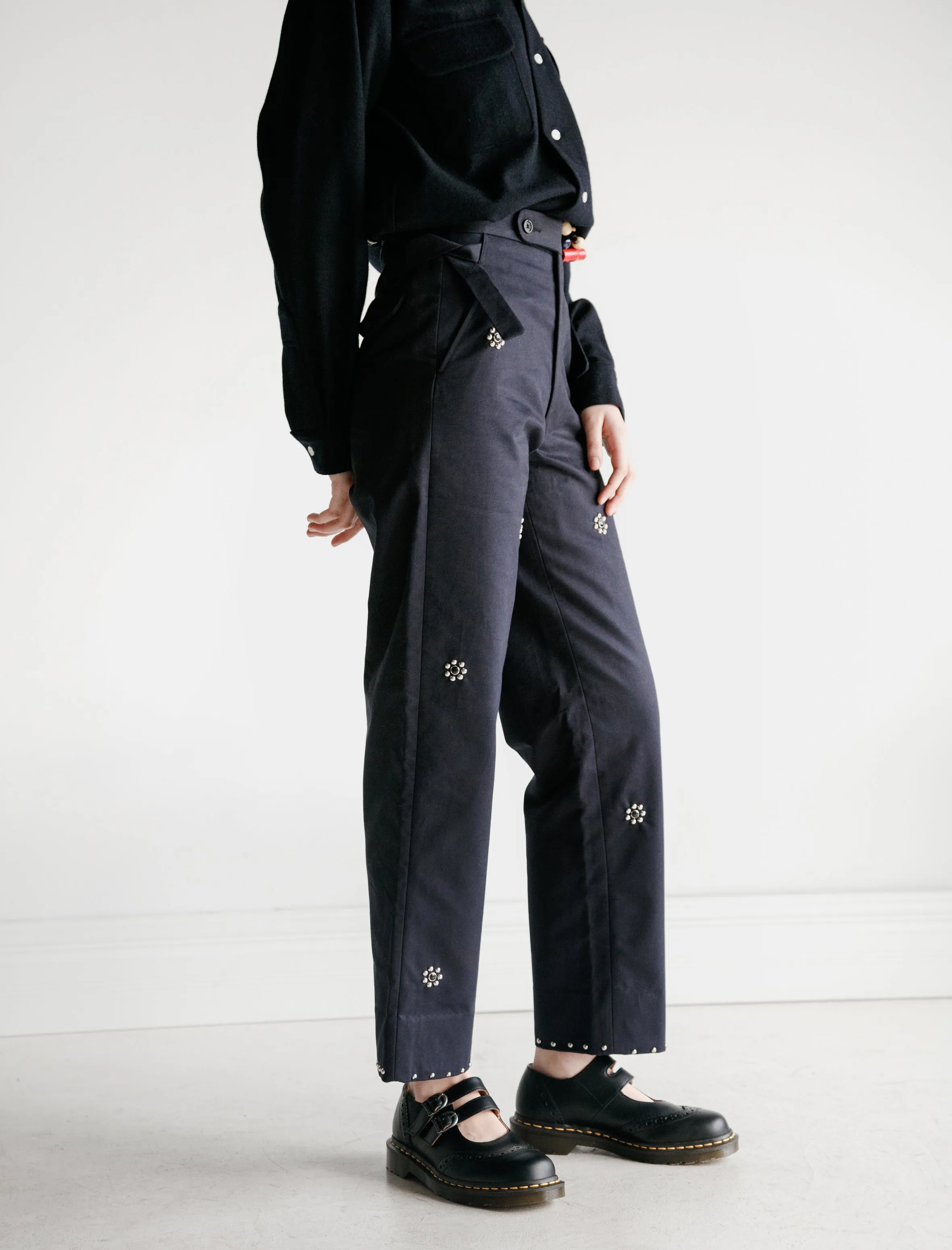 Navy Studded Side Tie Trouser sold by SHOP NEIGHBOR product image thumbnail 2