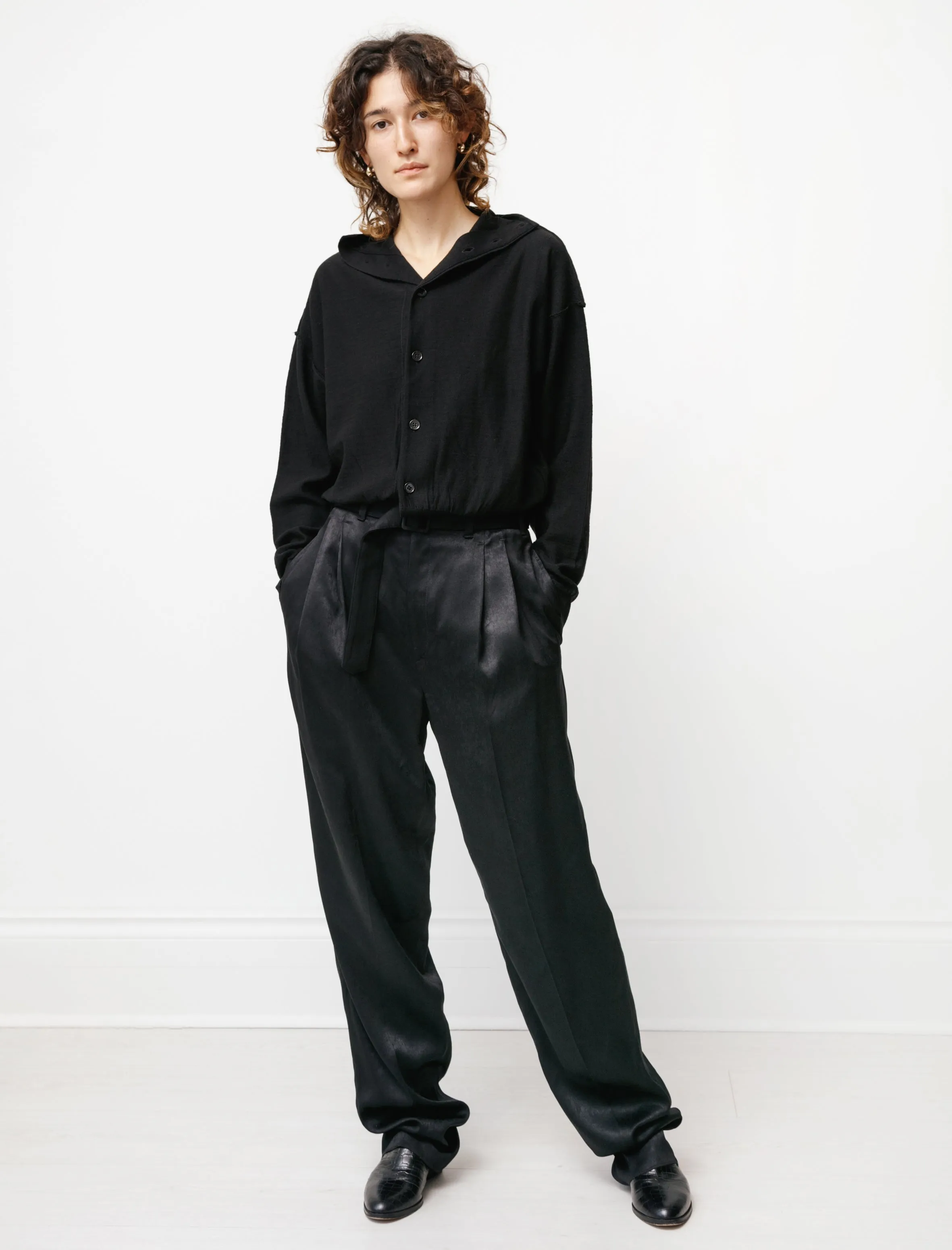 Pleated Pants Satin Black sold by SHOP NEIGHBOR product image thumbnail 3
