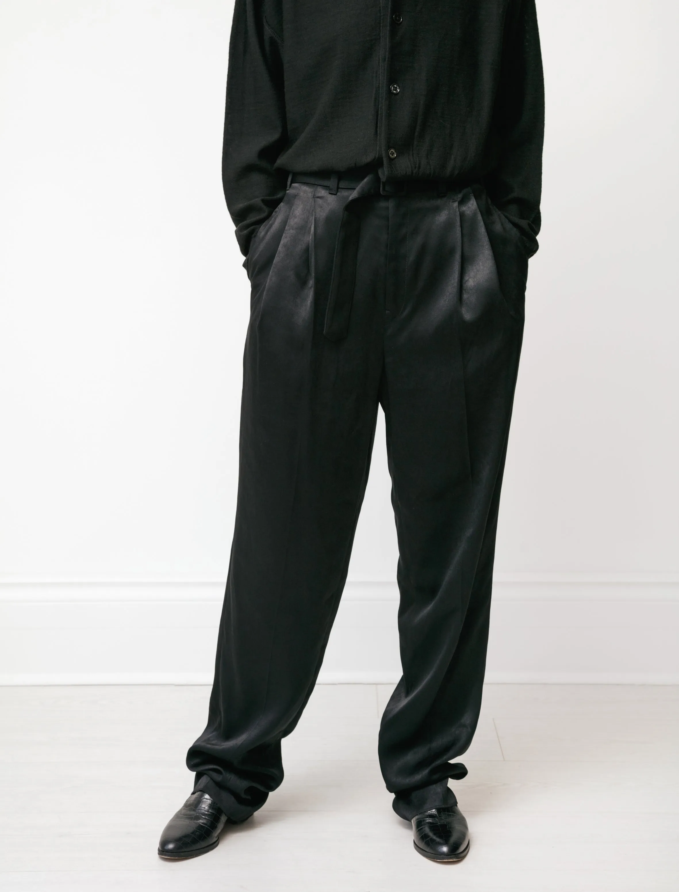 Pleated Pants Satin Black sold by SHOP NEIGHBOR product image thumbnail 2