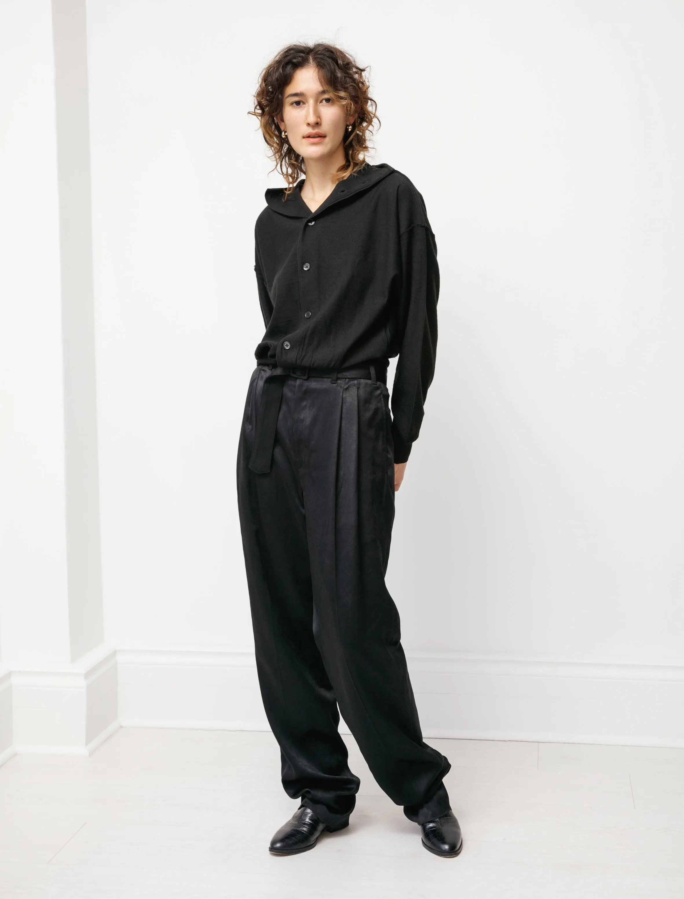 Pleated Pants Satin Black sold by SHOP NEIGHBOR