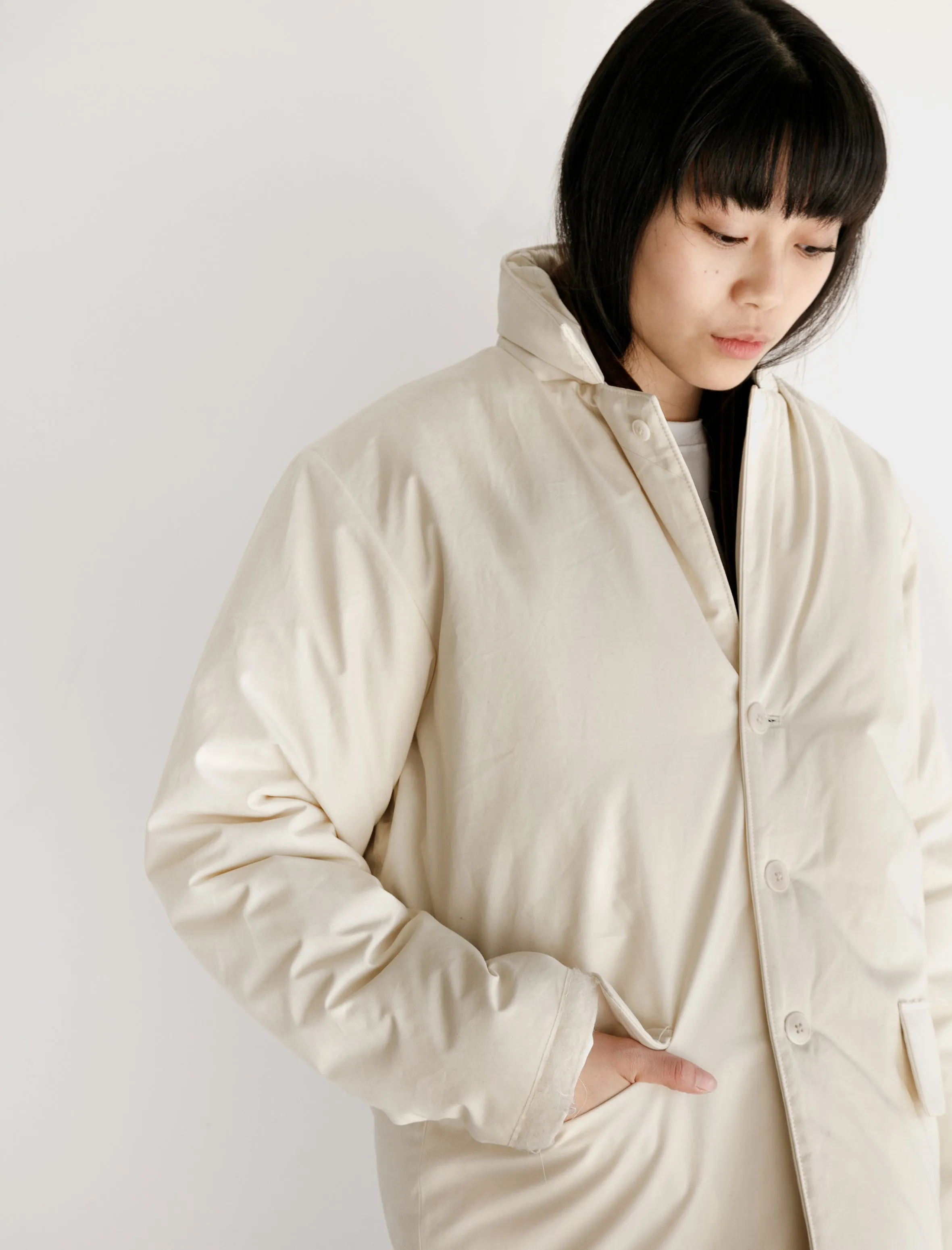Padded Square Jacket Waxed Cotton White sold by SHOP NEIGHBOR product image thumbnail 3