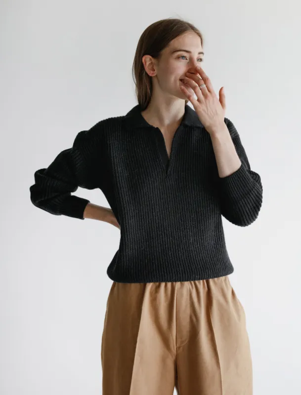 Oversized Ribbed Polo Alpaca Navy sold by SHOP NEIGHBOR