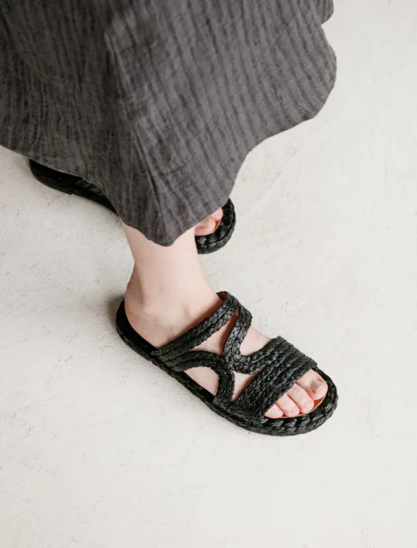 Aura Raffia Sandal Black sold by SHOP NEIGHBOR