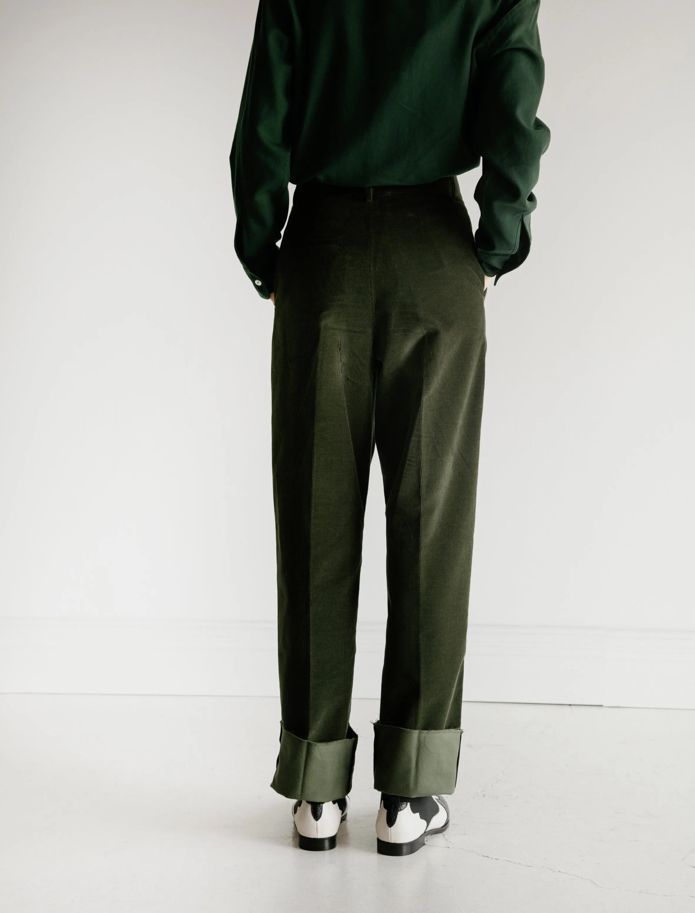 Corduroy Pleated Trousers Green sold by SHOP NEIGHBOR product image thumbnail 4