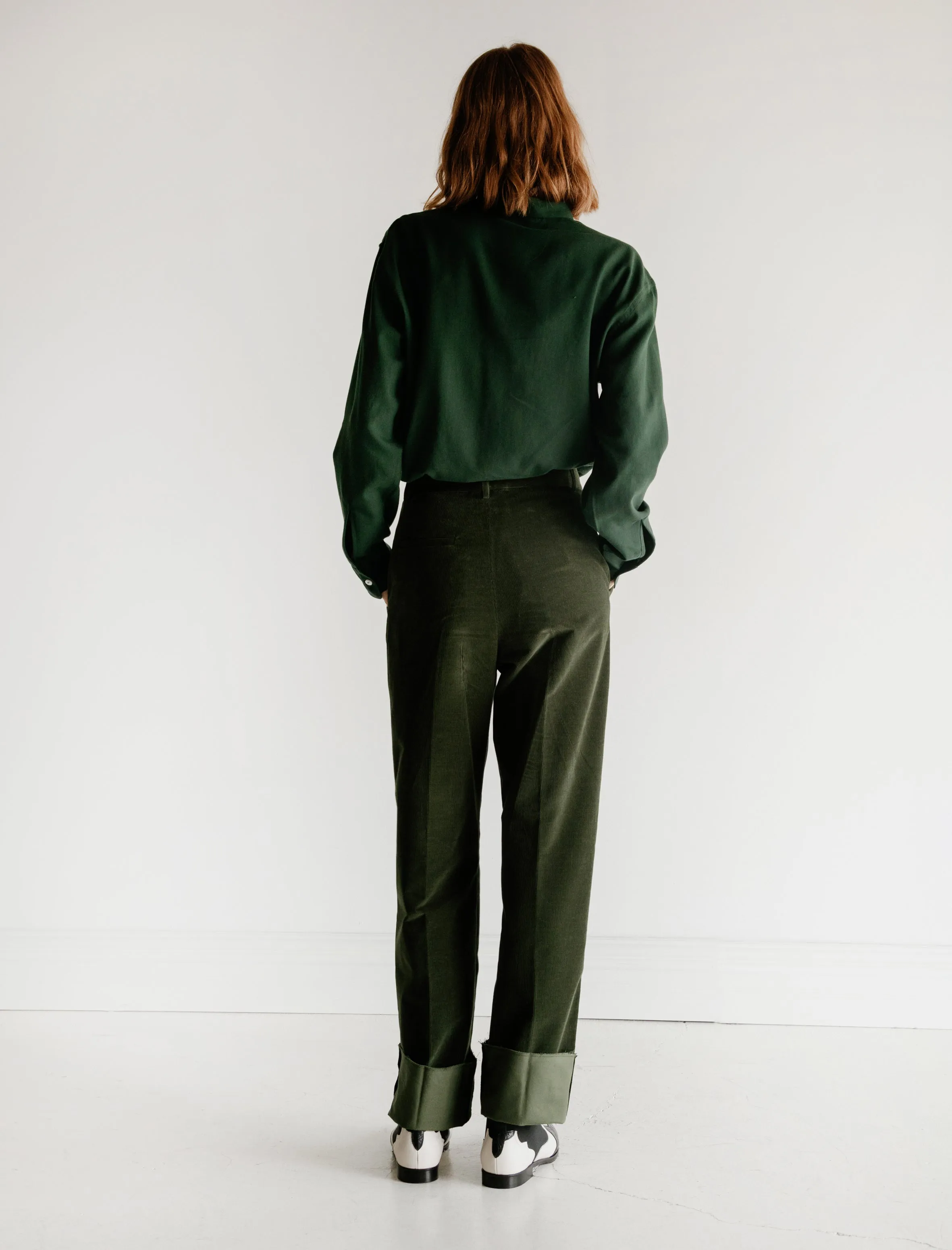 Corduroy Pleated Trousers Green sold by SHOP NEIGHBOR product image thumbnail 3