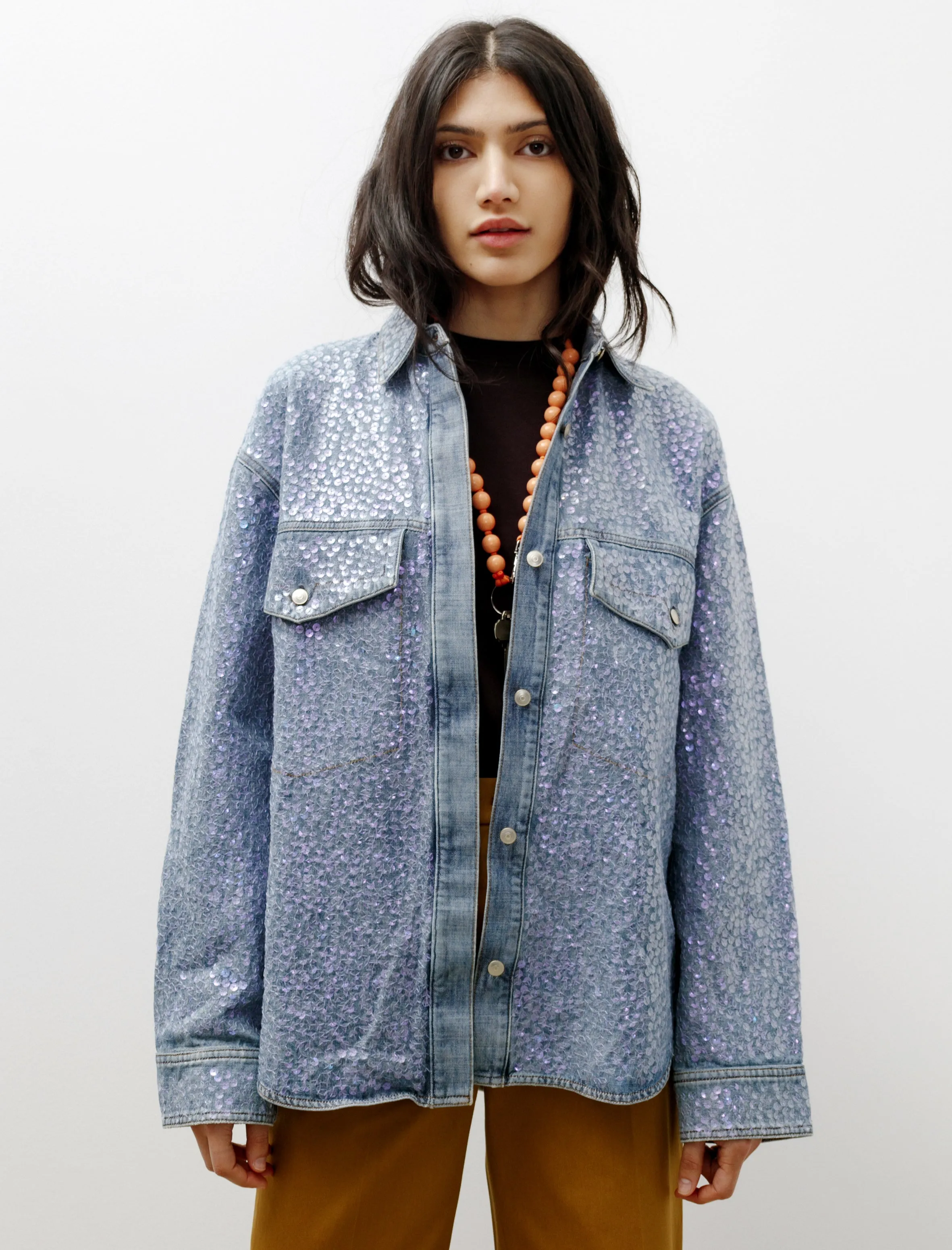 Raehmon Sequin Denim Shirt sold by SHOP NEIGHBOR