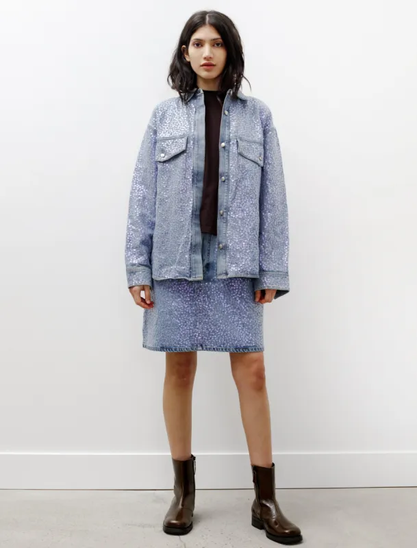 Sharmayne Denim Sequin Skirt made by SHOP NEIGHBOR